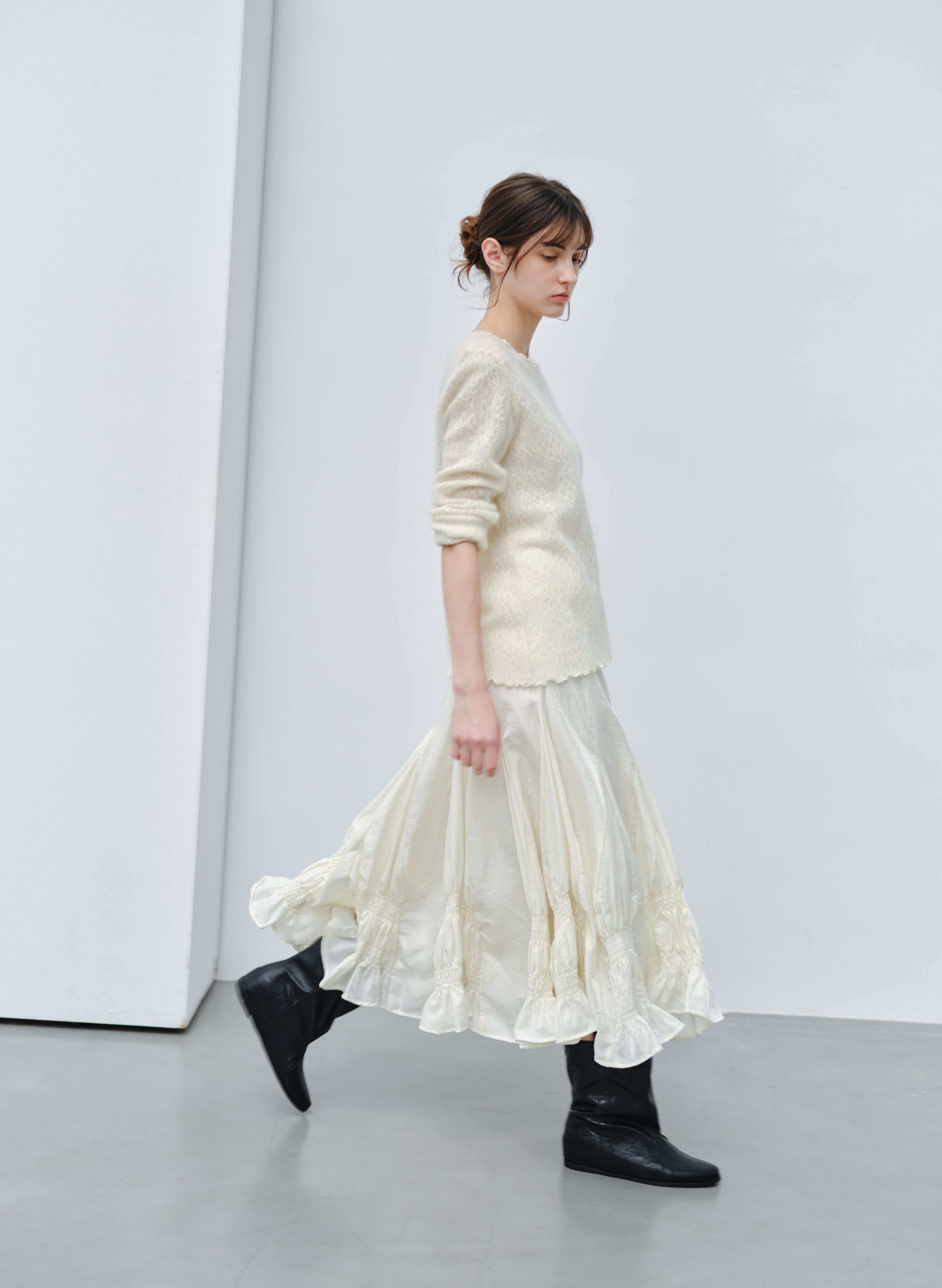 SHEER JACQUARD WOOL SWEATER