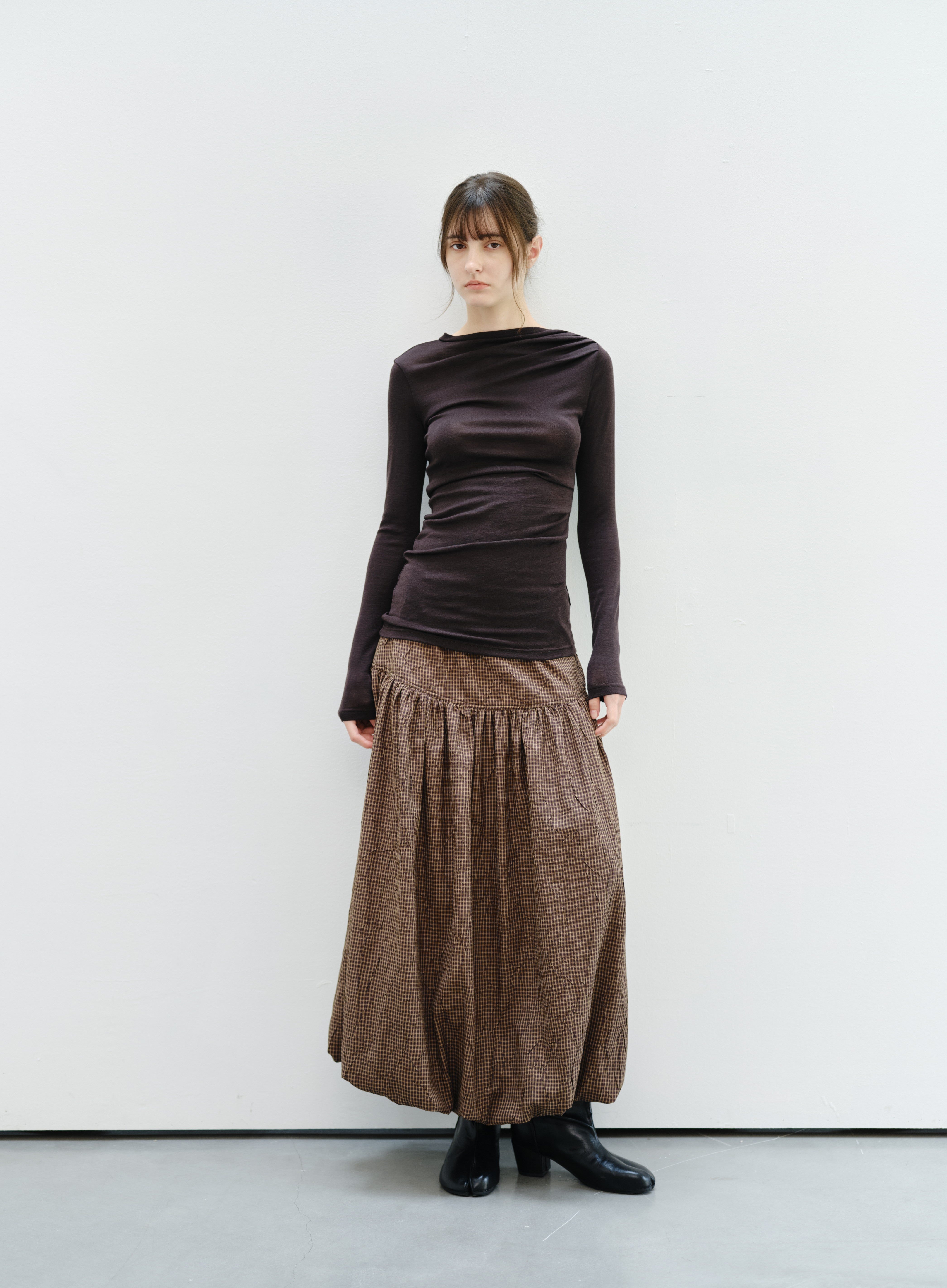 GRID CHECK BALLOON SKIRT