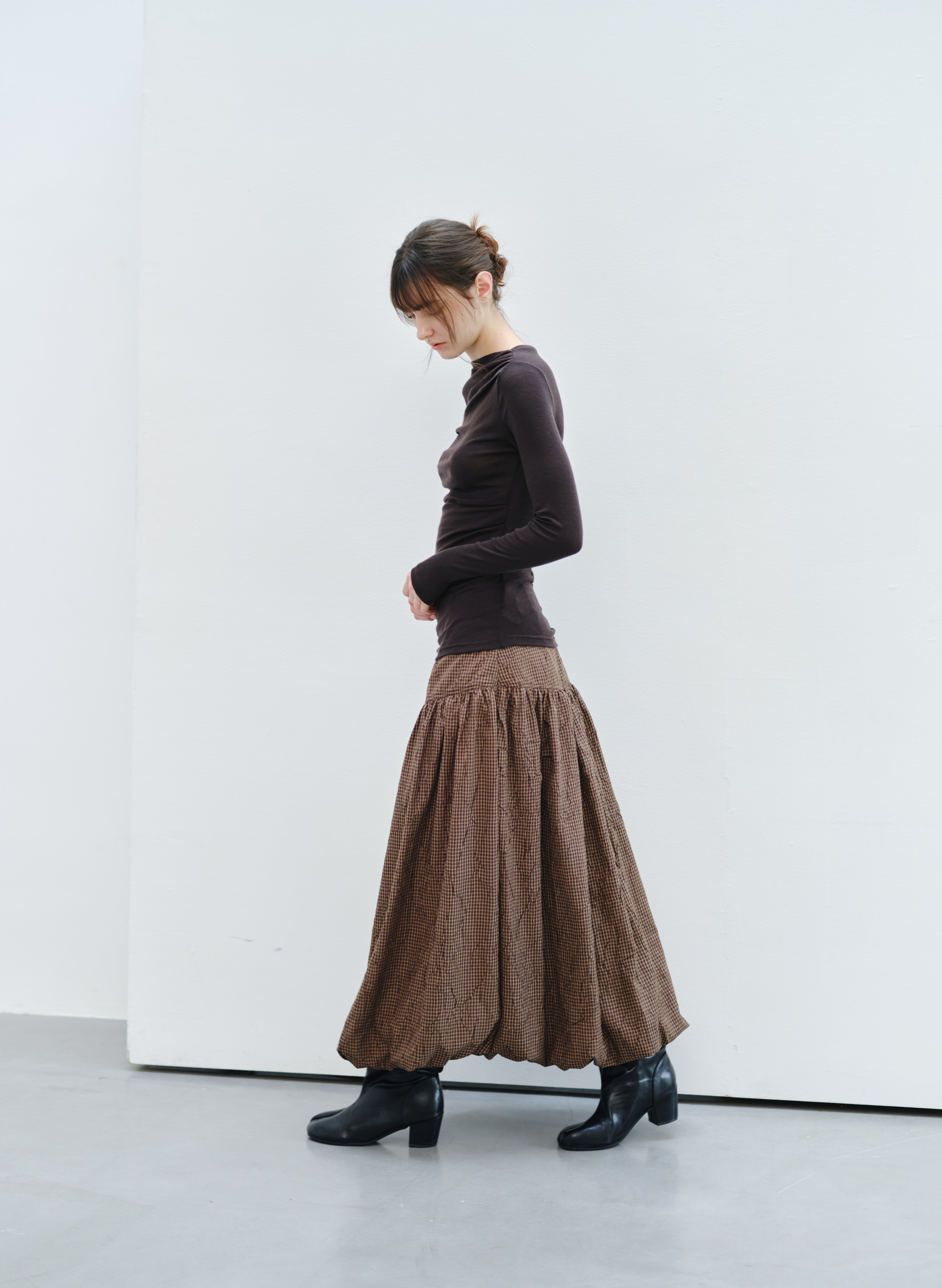 GRID CHECK BALLOON SKIRT