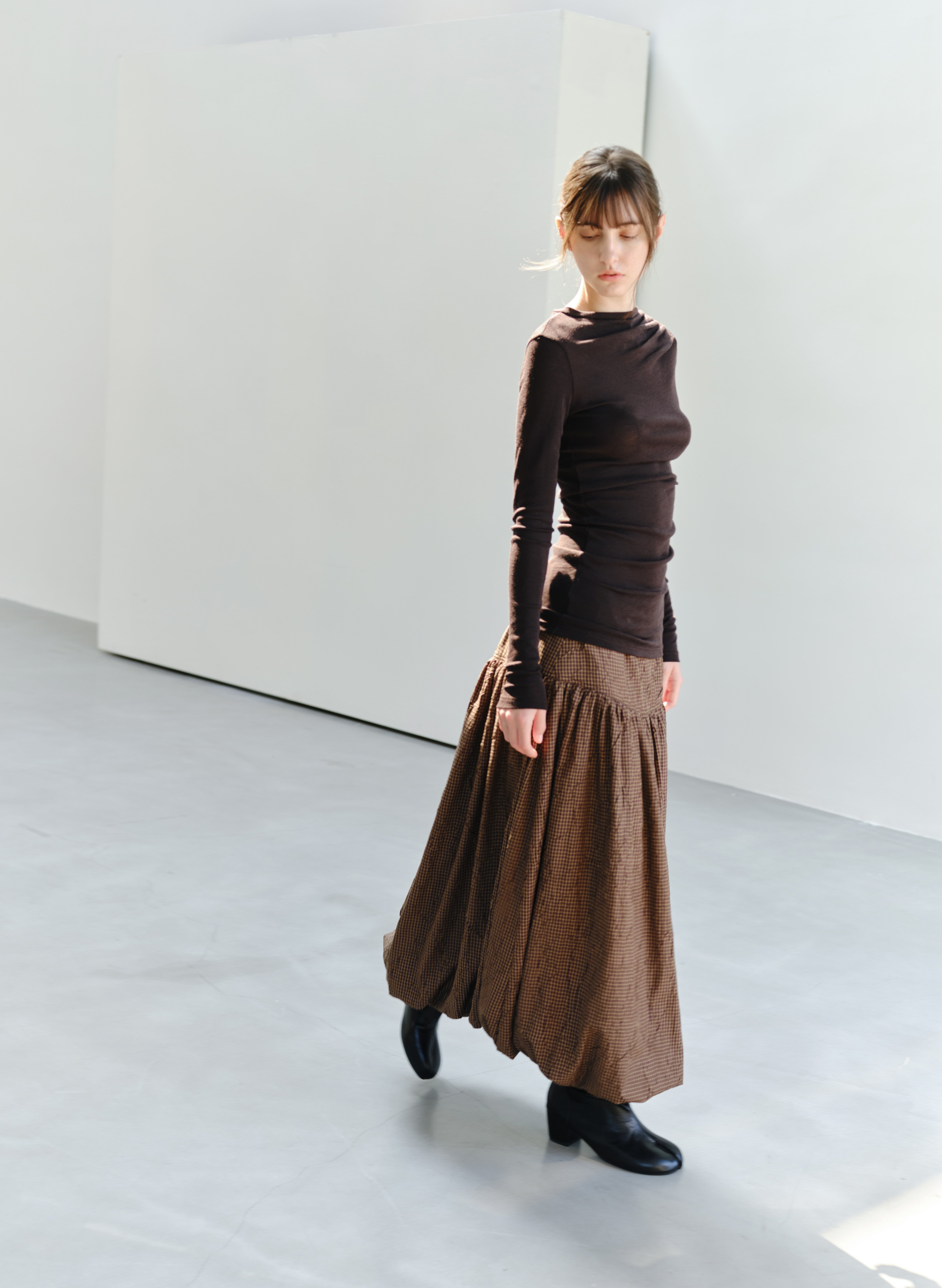 GRID CHECK BALLOON SKIRT