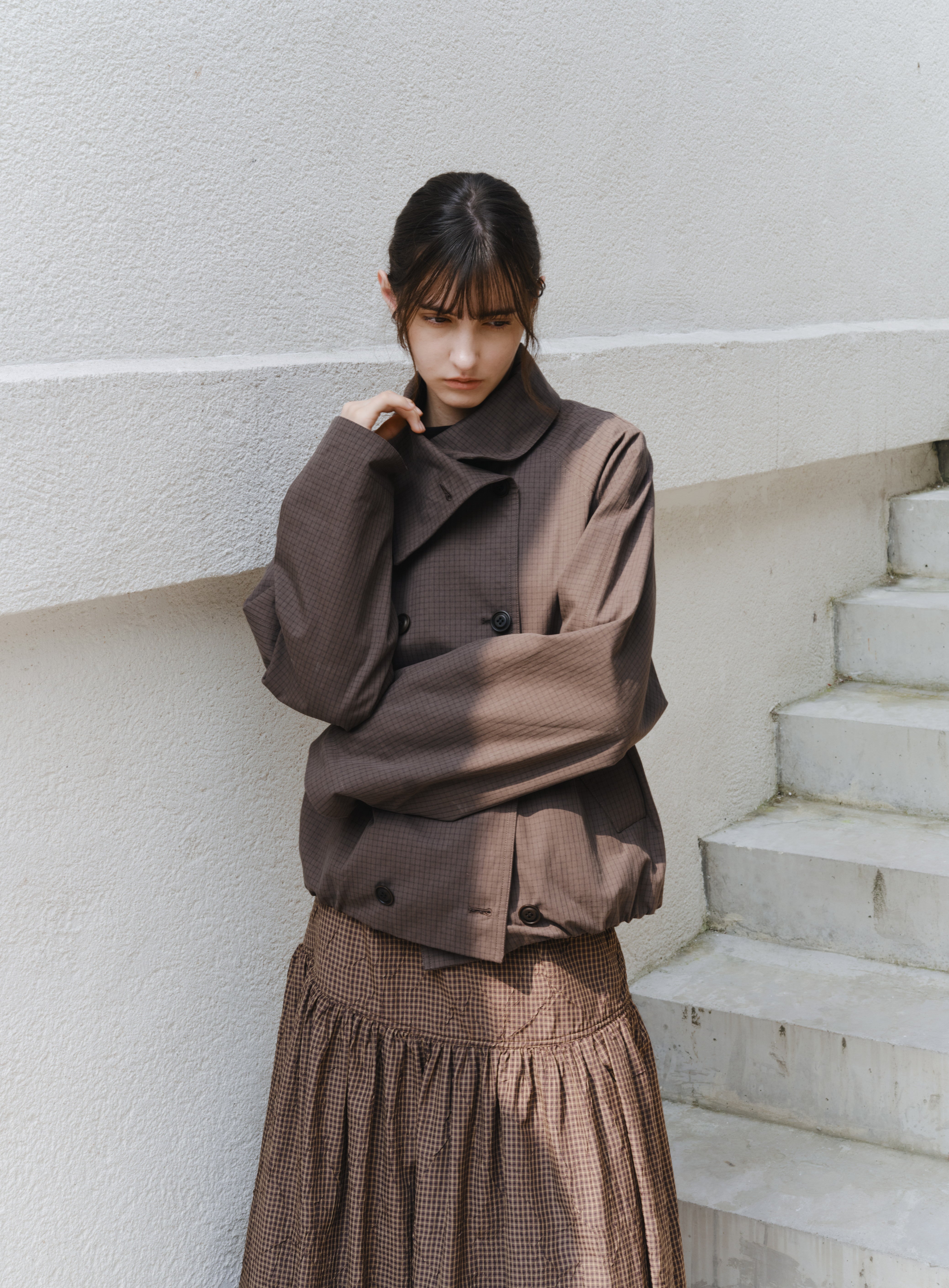 WRAP LAPEL SHORT TRENCH
