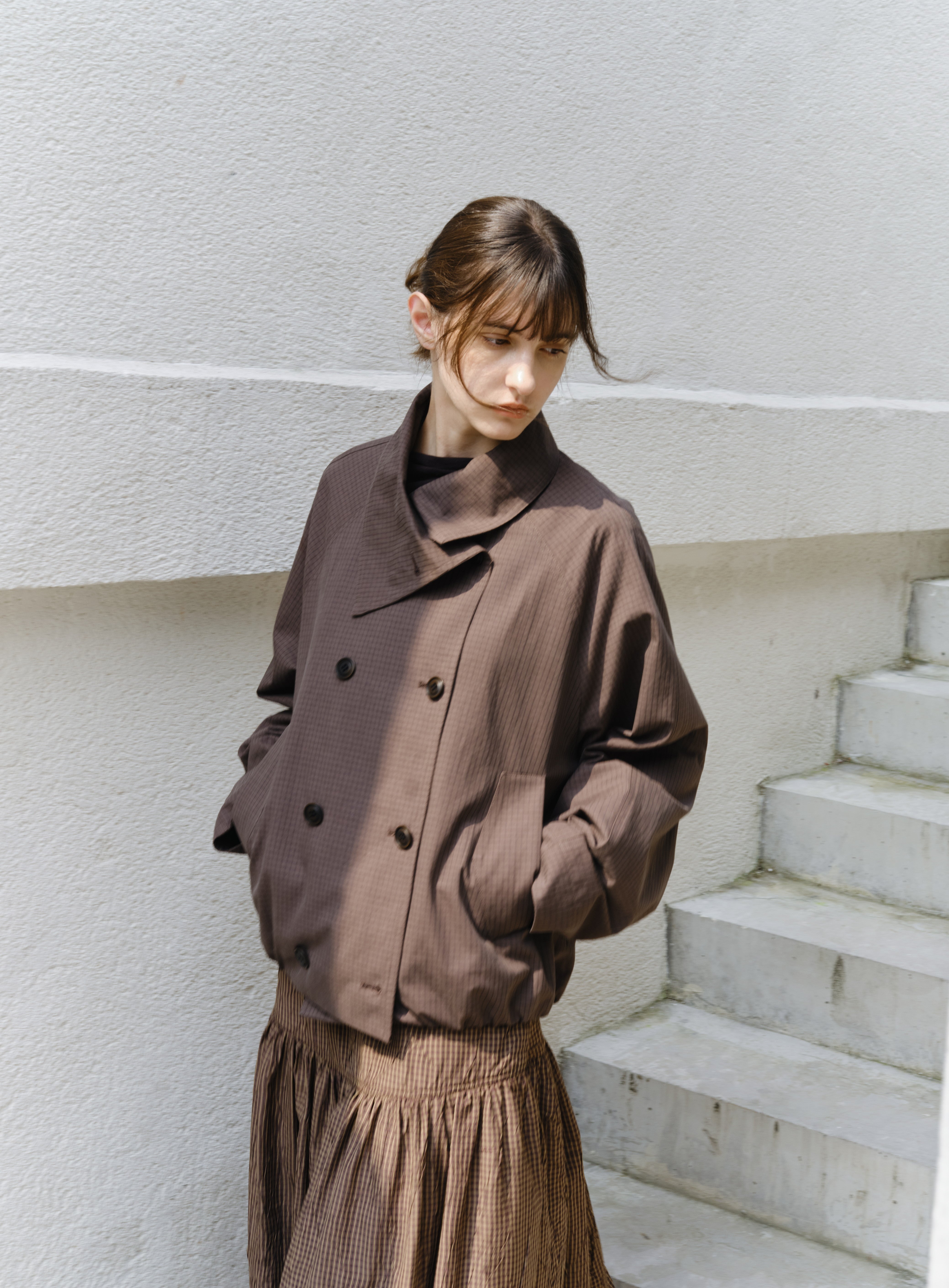 WRAP LAPEL SHORT TRENCH
