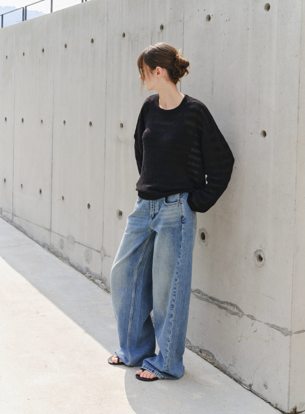 COLOR STRIPE LOOSE SWEATER
