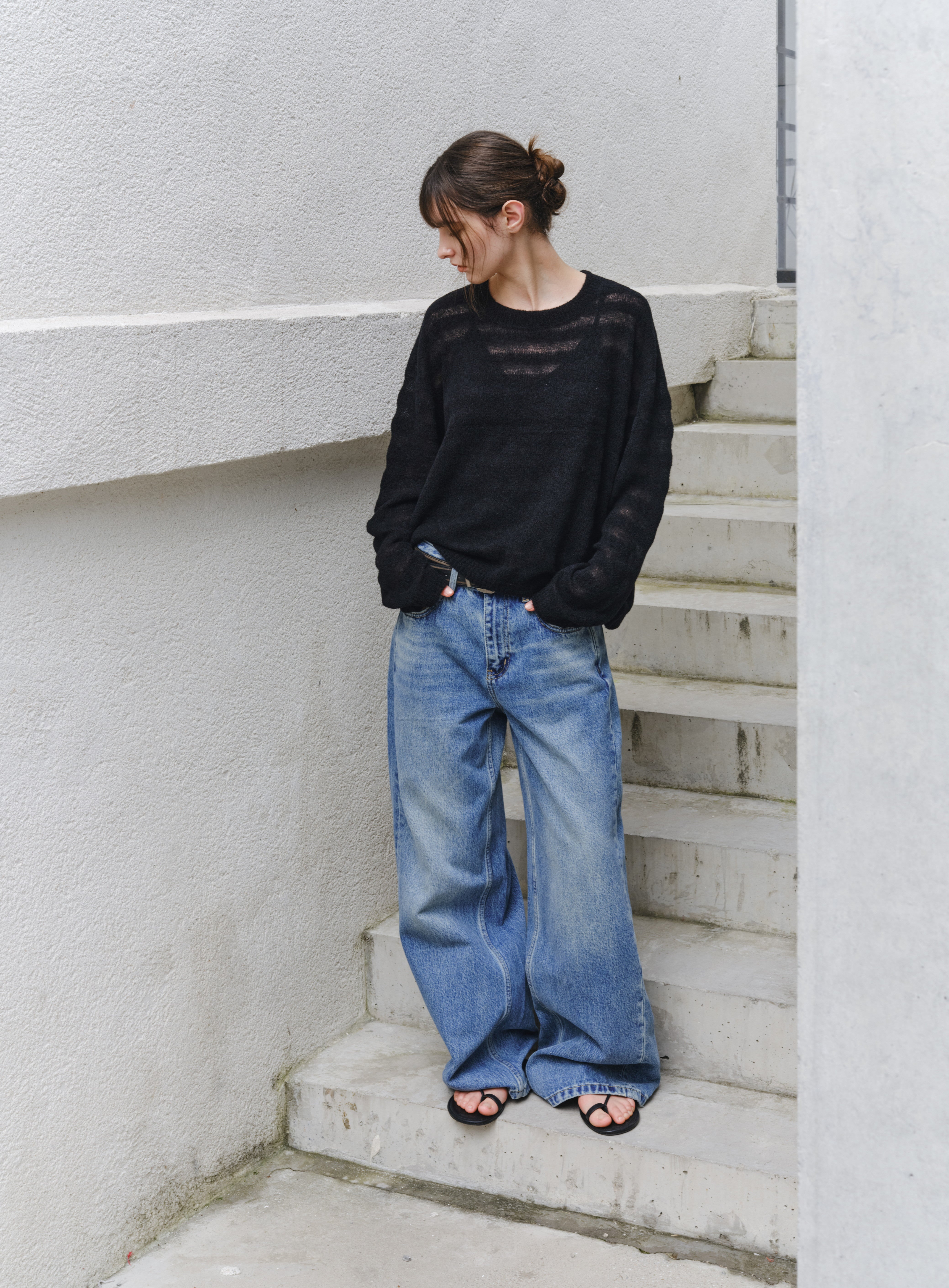 WASHED BLUE BASIC JEANS