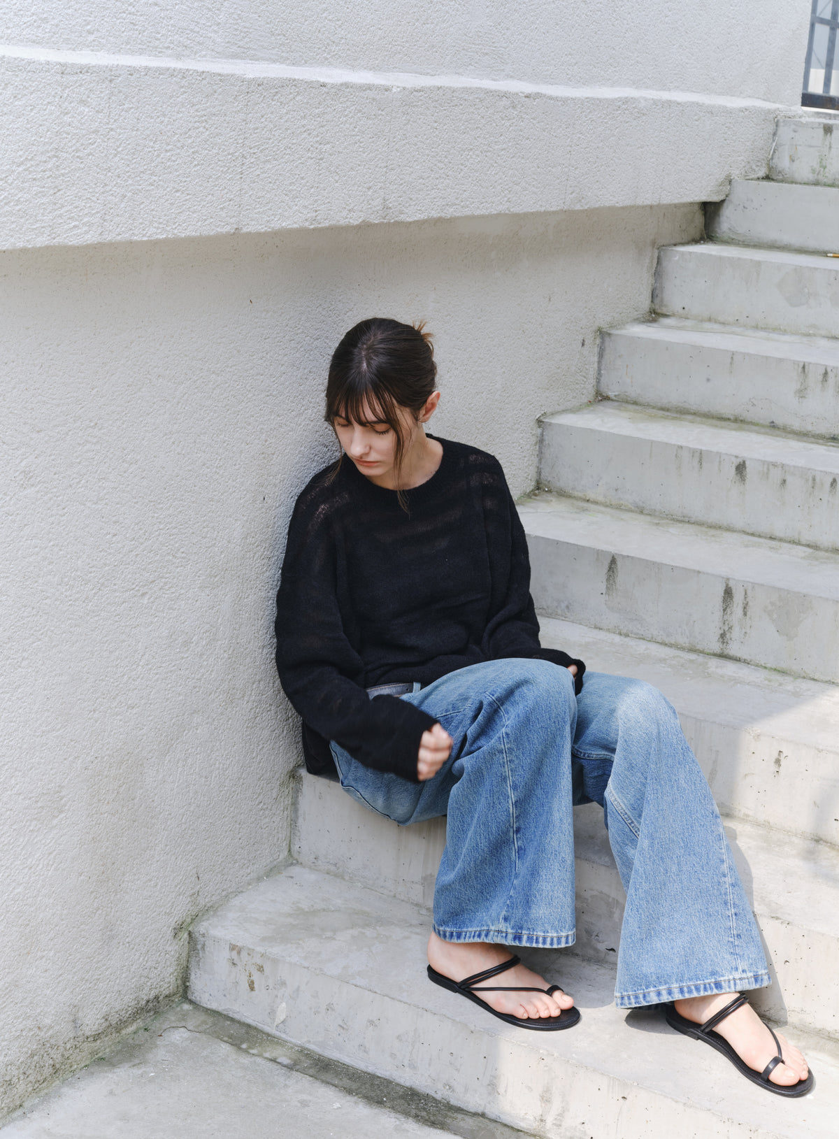 COLOR STRIPE LOOSE SWEATER