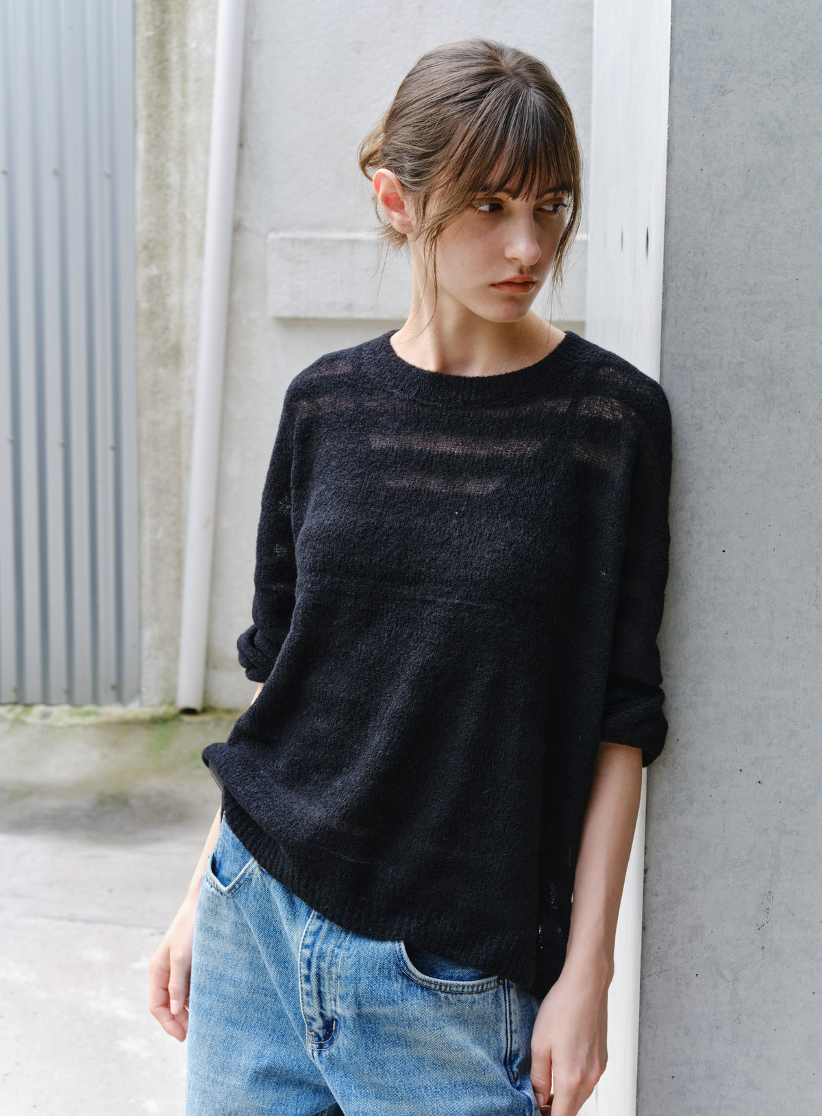 COLOR STRIPE LOOSE SWEATER