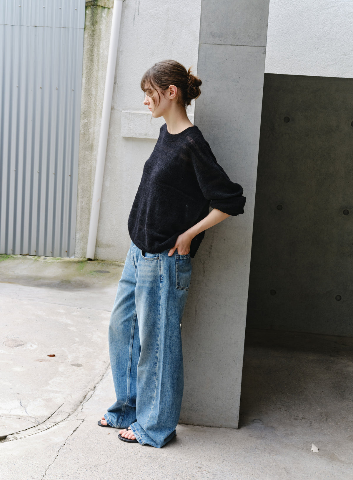 COLOR STRIPE LOOSE SWEATER