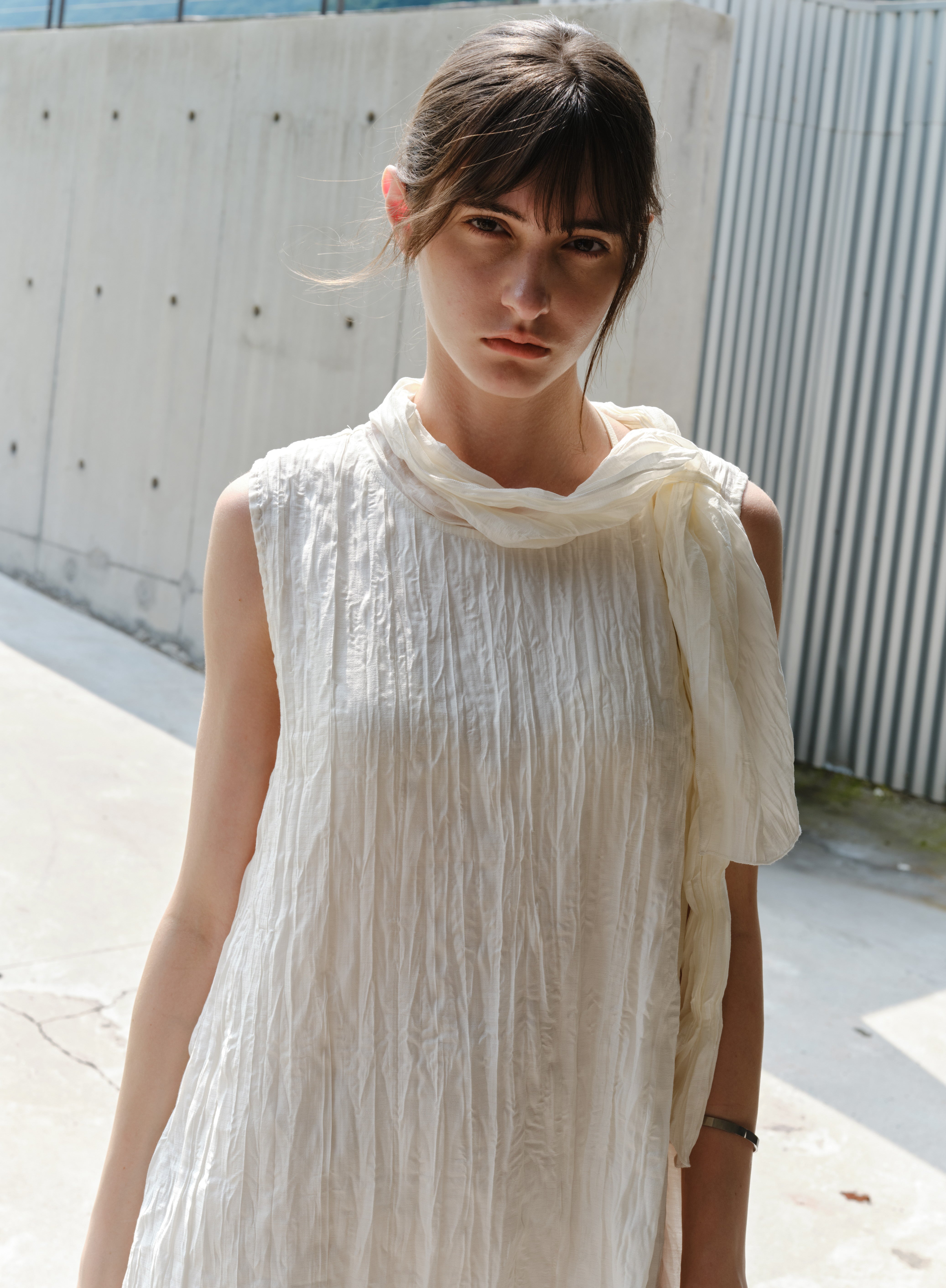 SCARF NECK TIERED DRESS