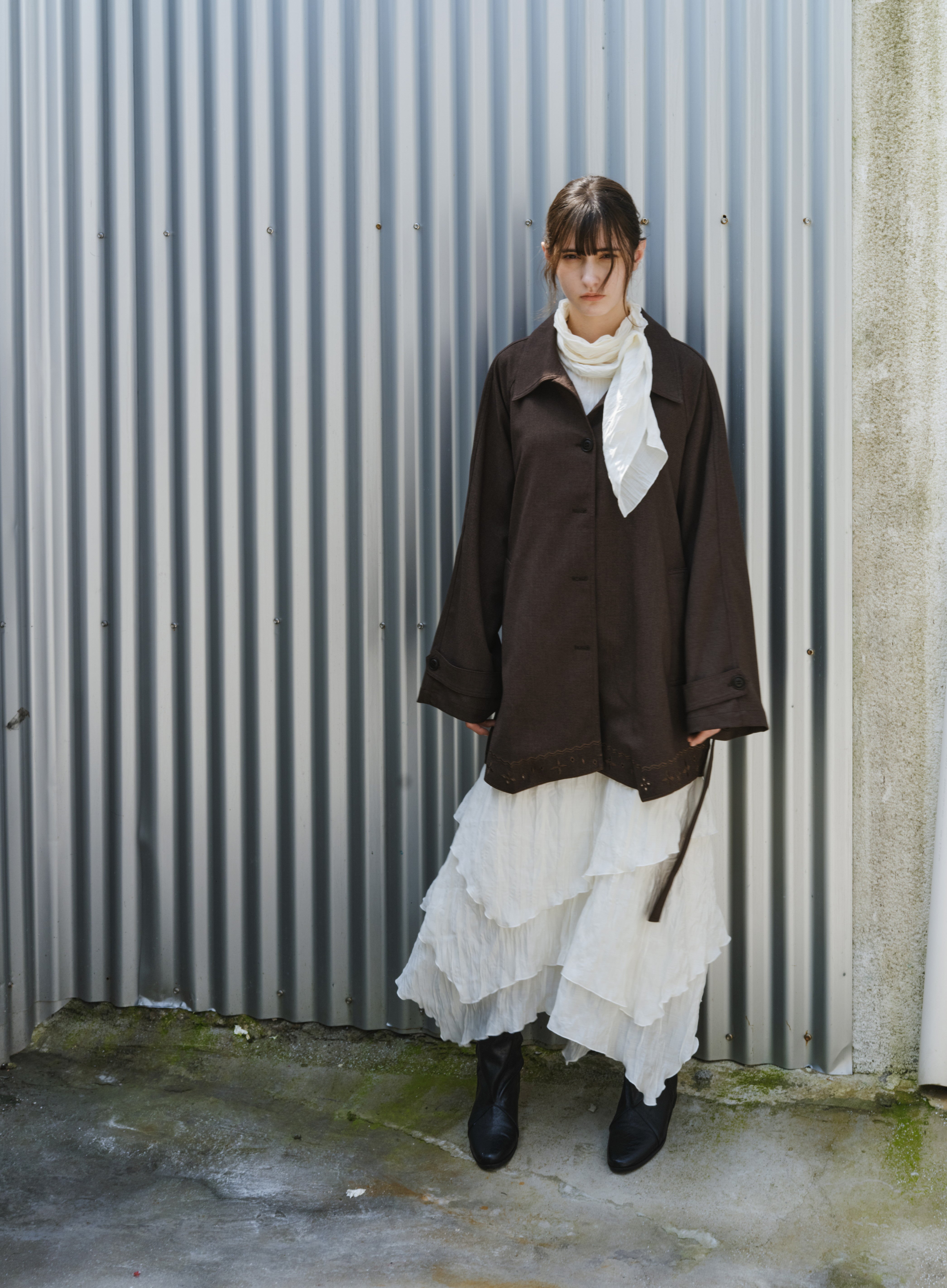 SCARF NECK TIERED DRESS