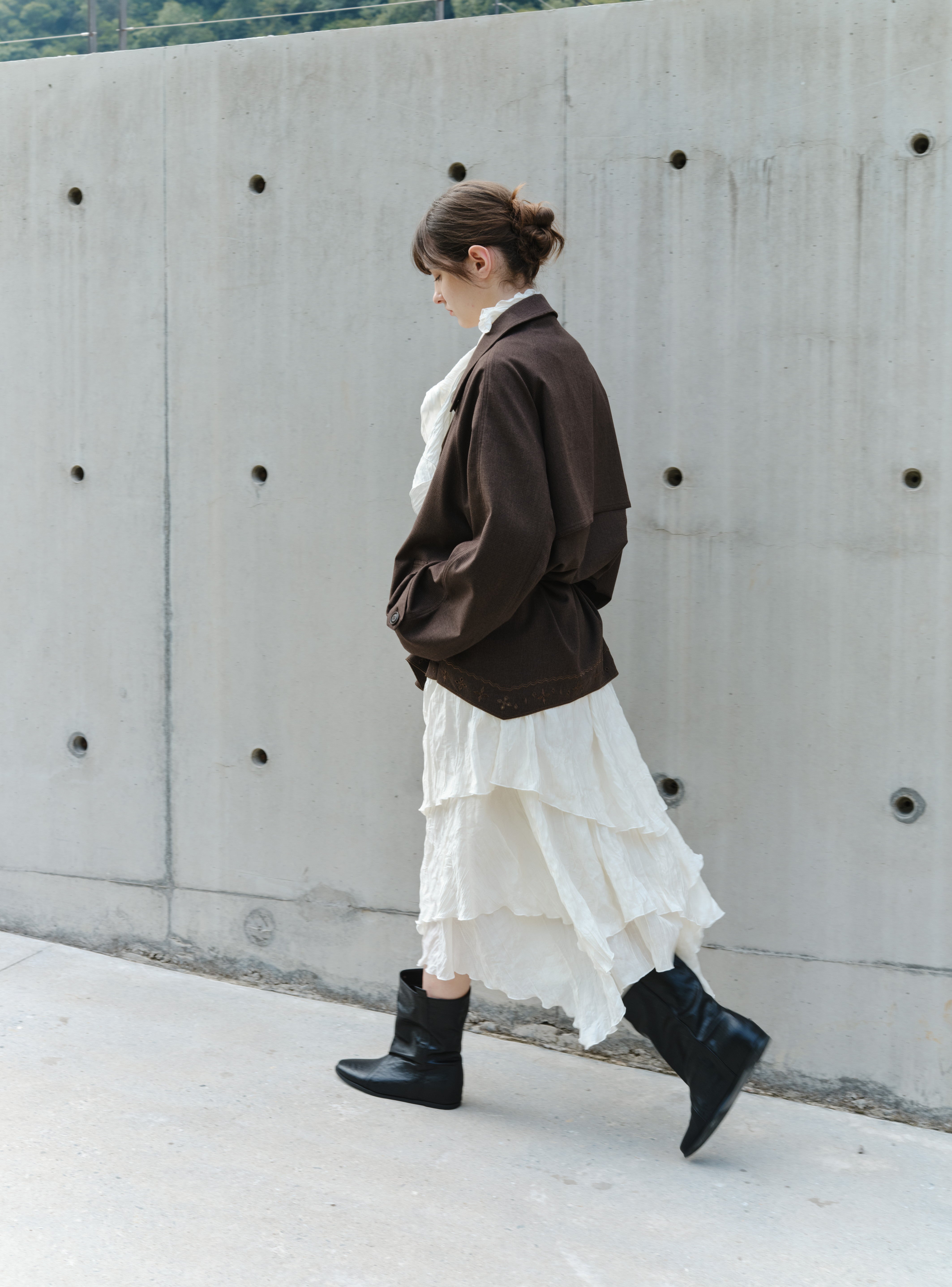 EMBROIDERY HEM MIDI TRENCH