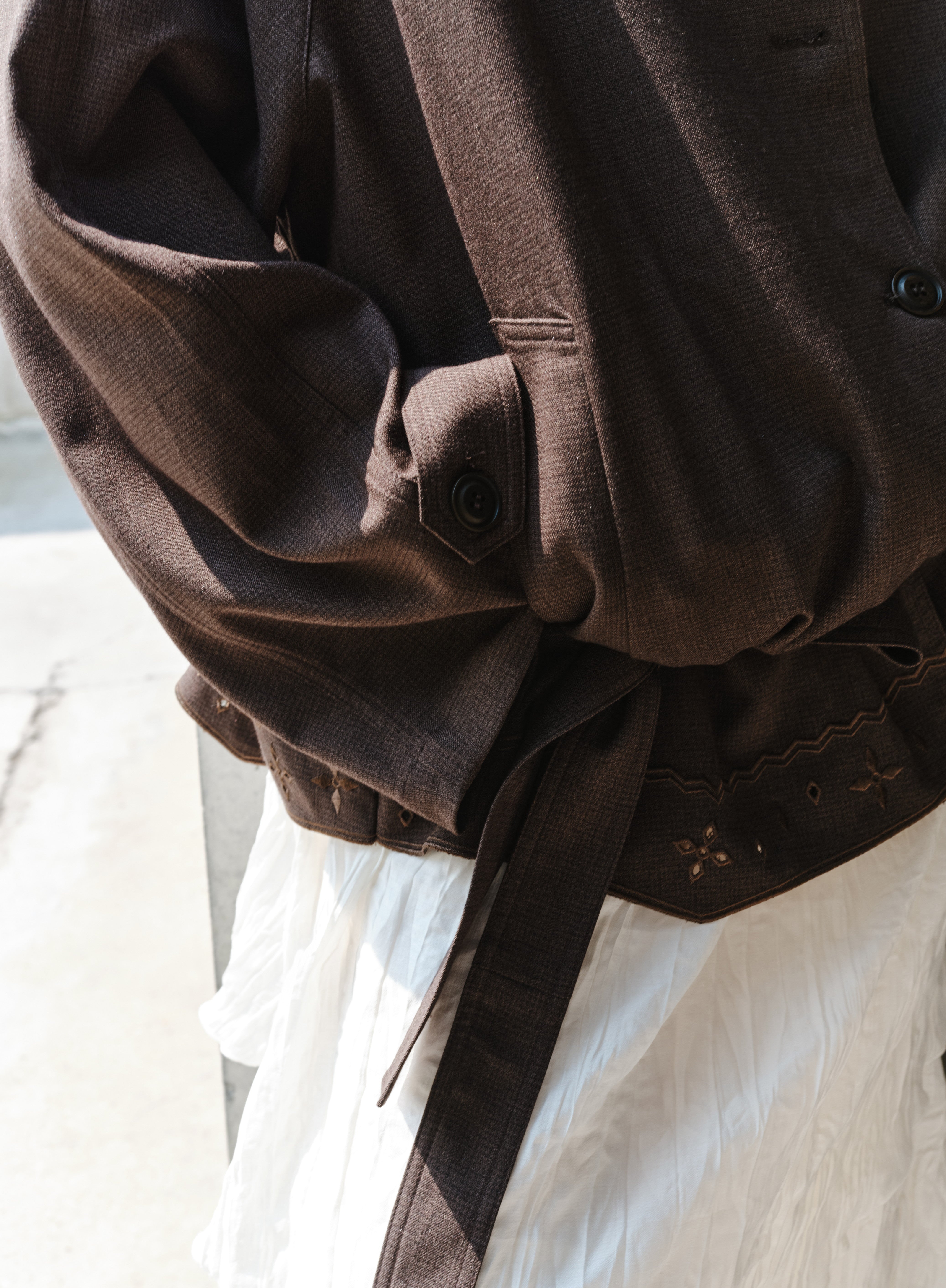 EMBROIDERY HEM MIDI TRENCH