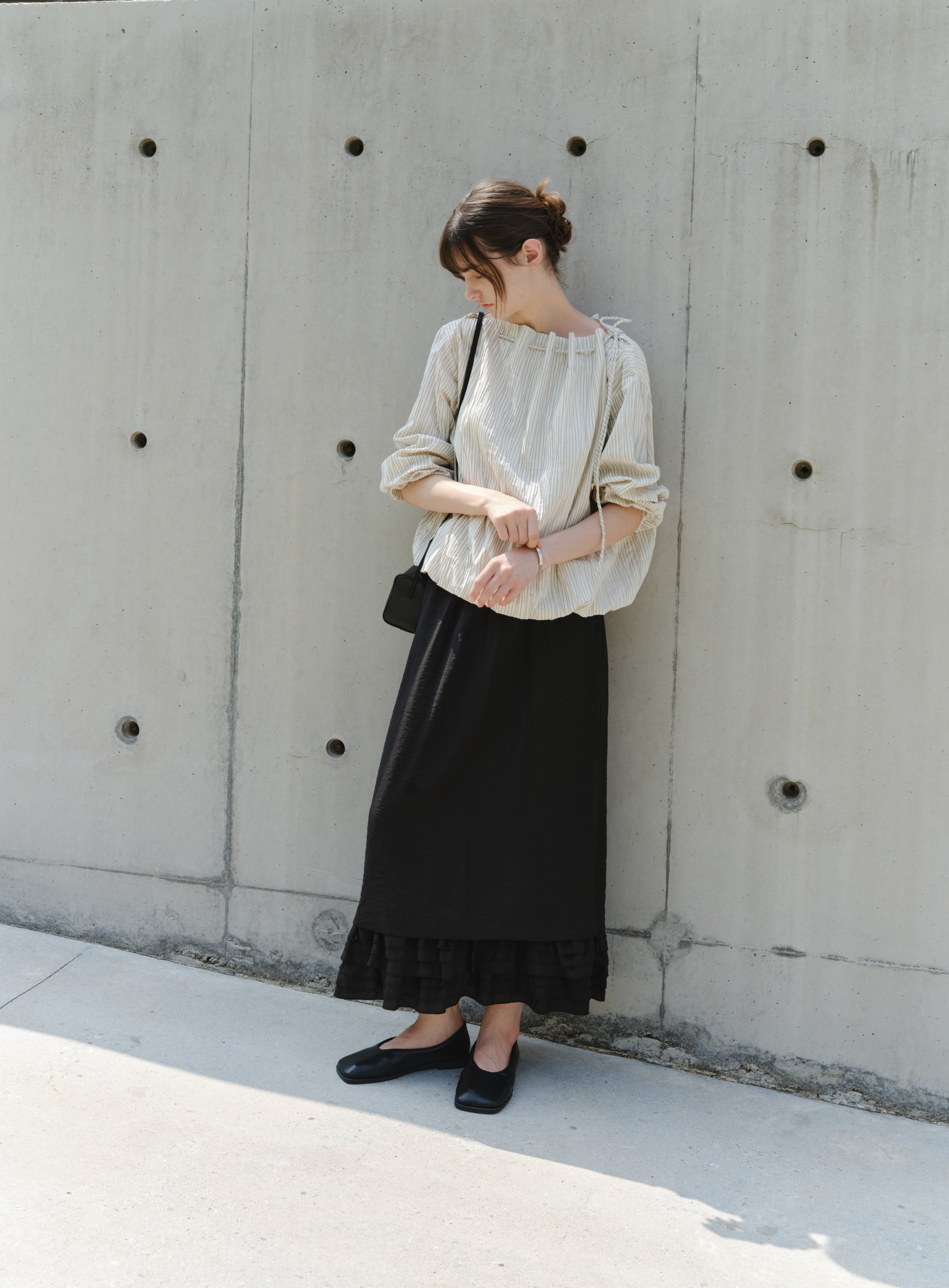 STRING POUCH PINSTRIPE SHIRT