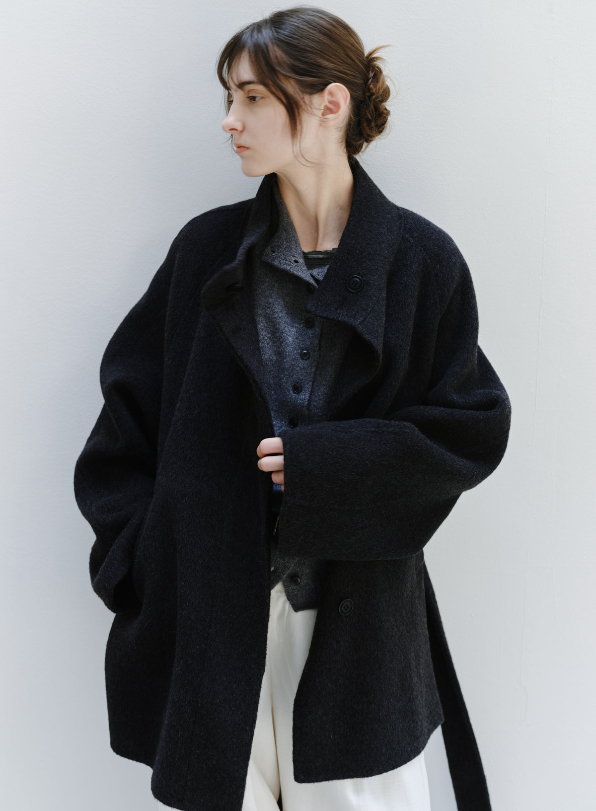 FEATHER WOOL100% MIDI COAT