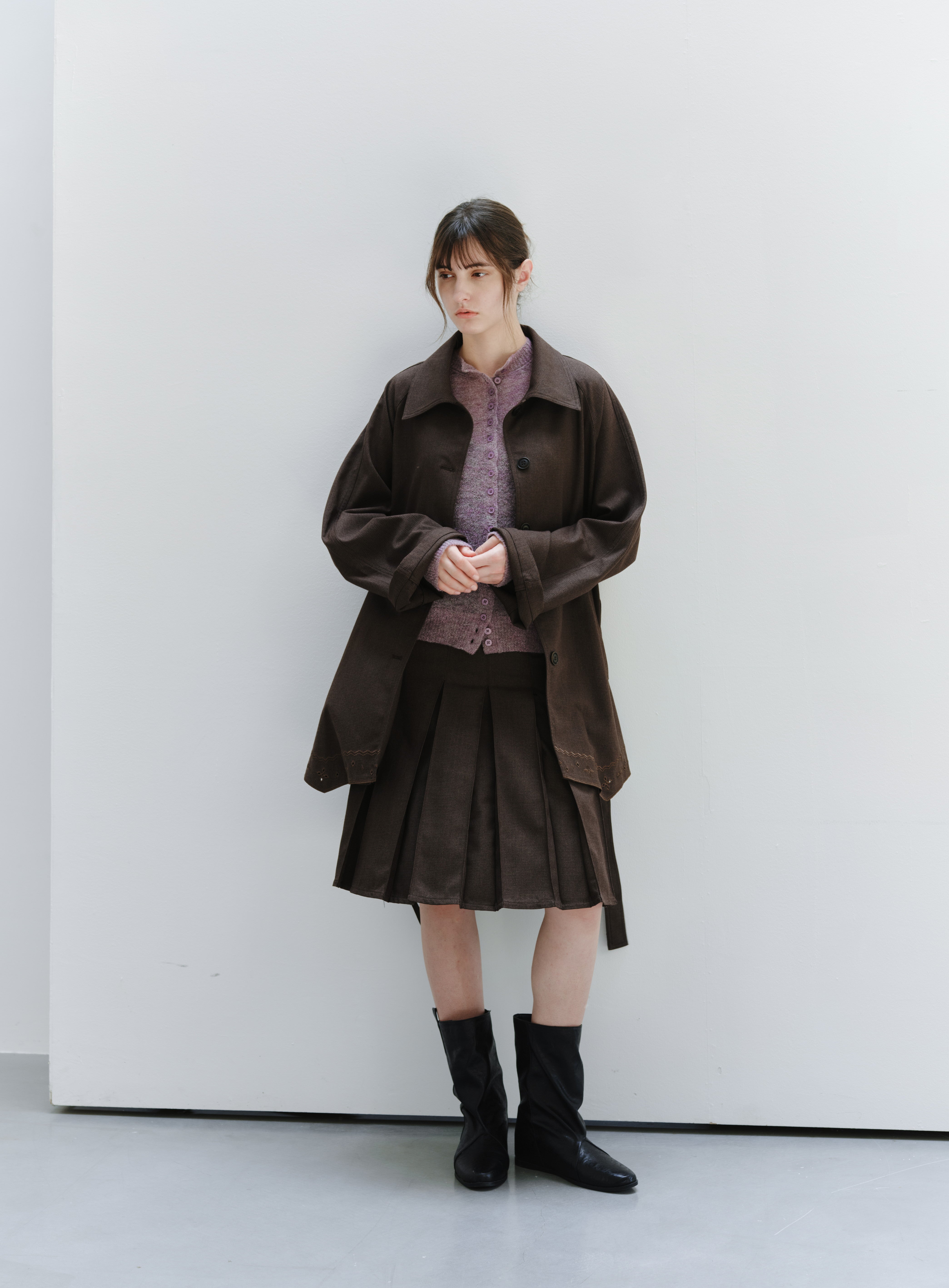 EMBROIDERY HEM MIDI TRENCH