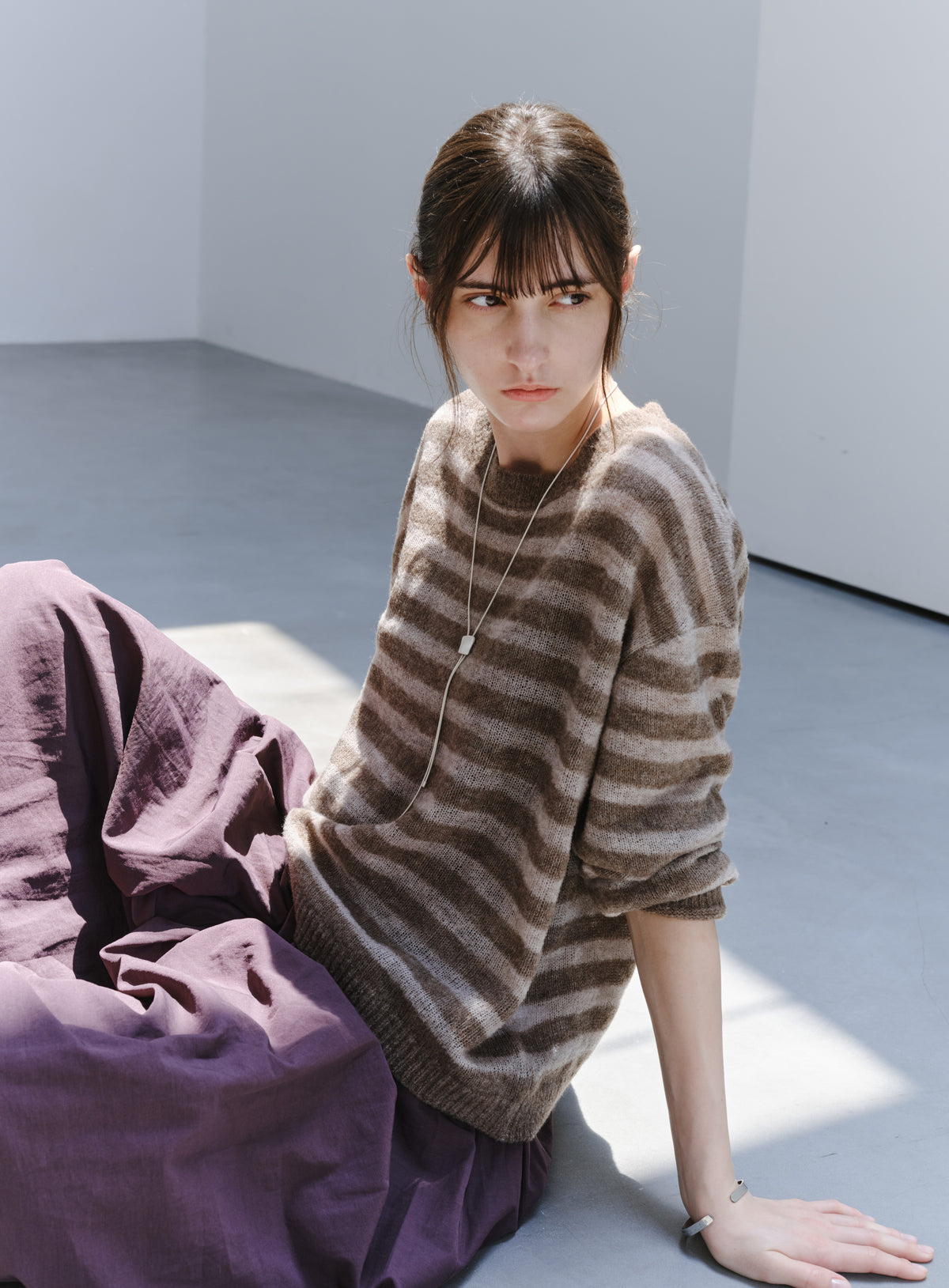 COLOR STRIPE LOOSE SWEATER