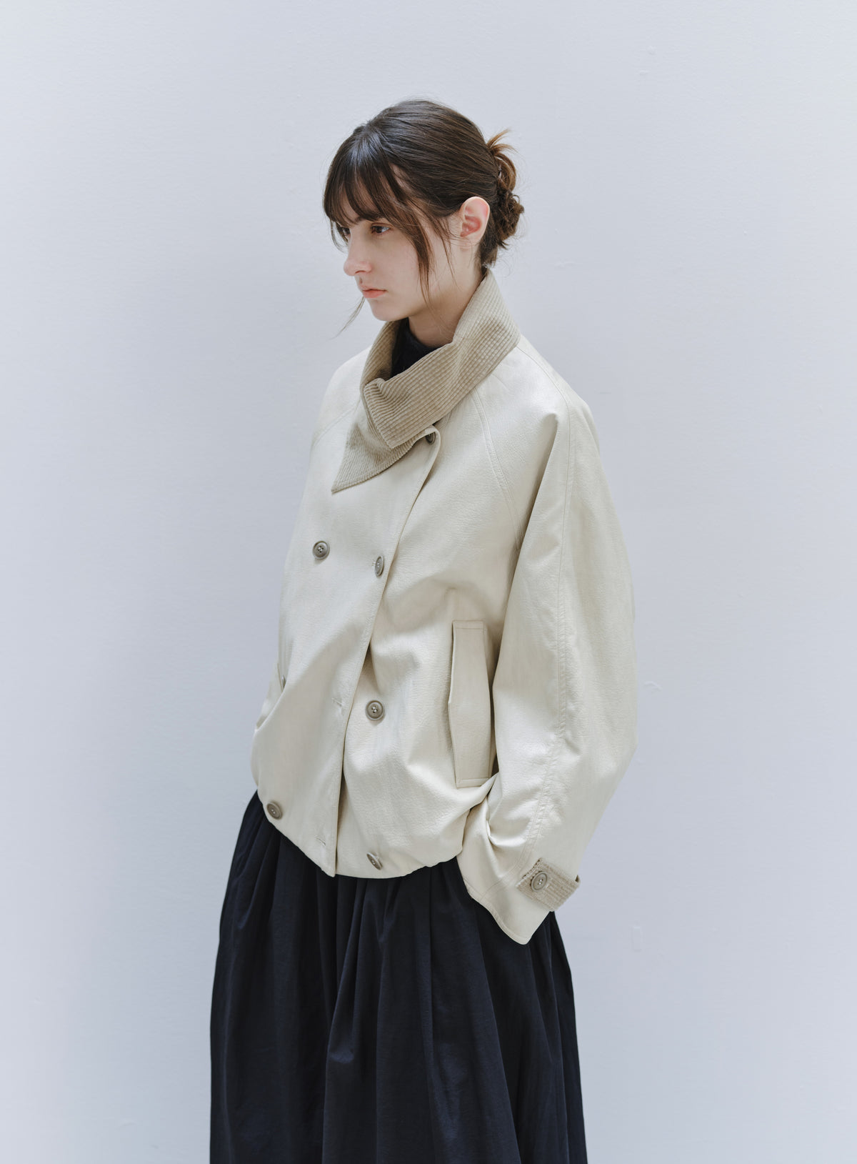 WRAP LAPEL LEATHER TRENCH
