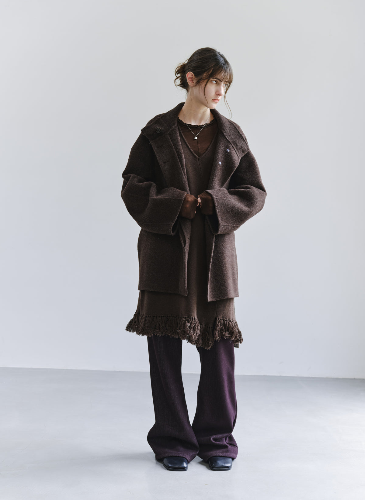 FEATHER WOOL100% MIDI COAT