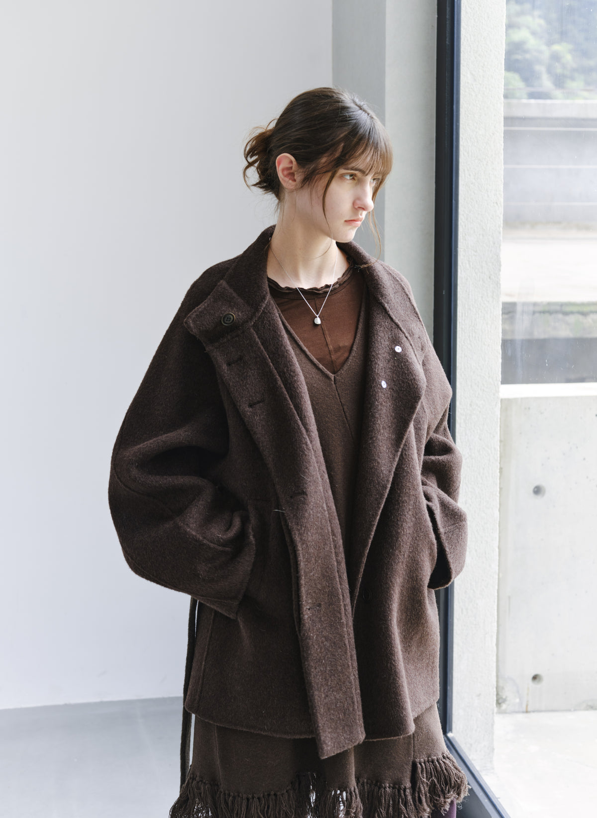 FEATHER WOOL100% MIDI COAT