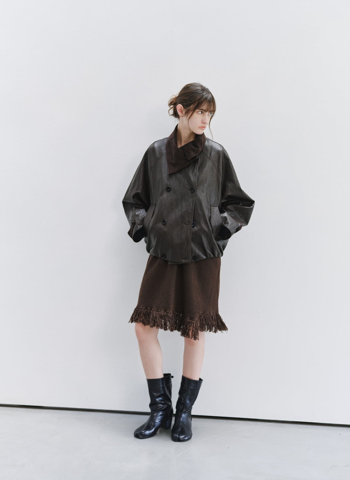 WRAP LAPEL LEATHER TRENCH