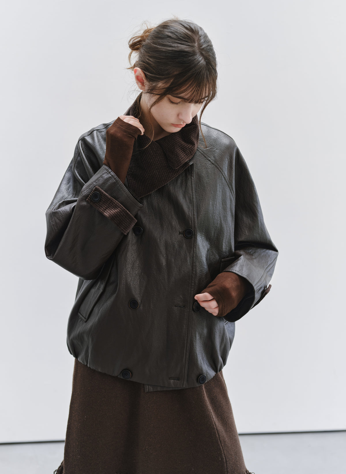 WRAP LAPEL LEATHER TRENCH