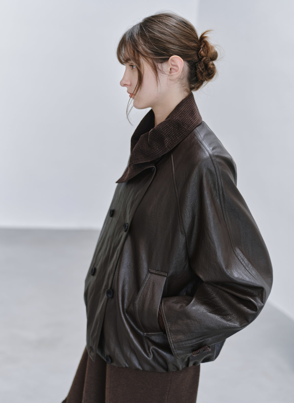 WRAP LAPEL LEATHER TRENCH