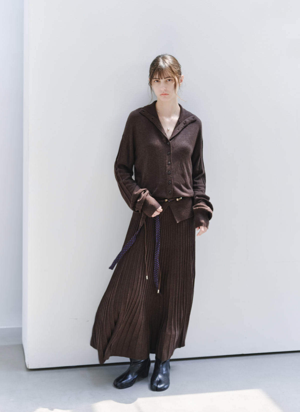 DRAPE PLEATED KNIT SKIRT