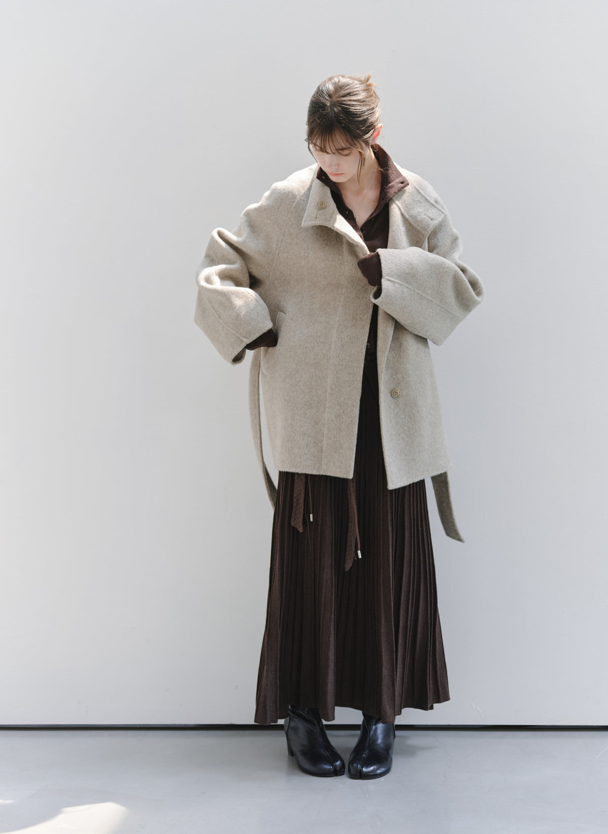 DRAPE PLEATED KNIT SKIRT
