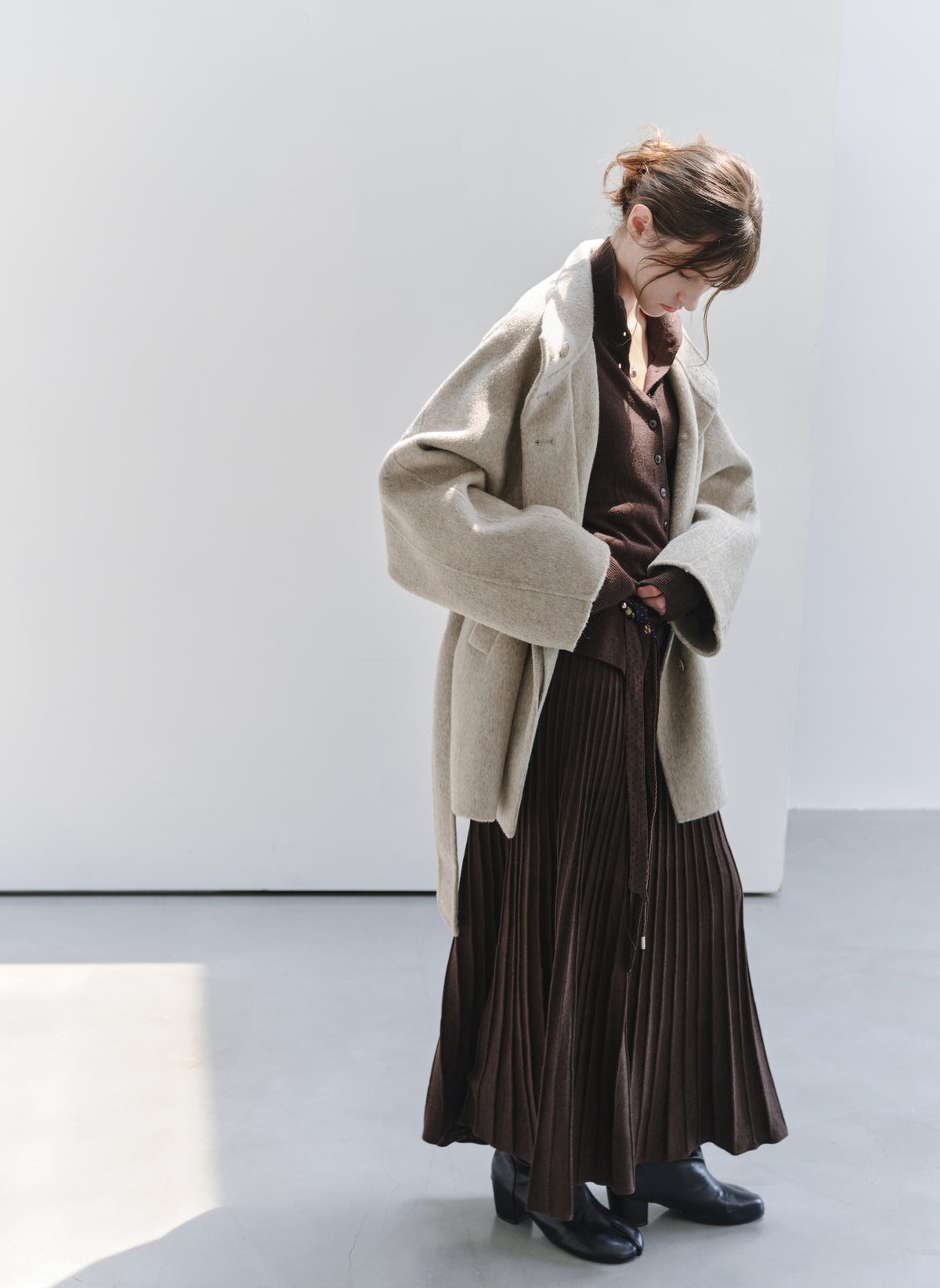 FEATHER WOOL100% MIDI COAT