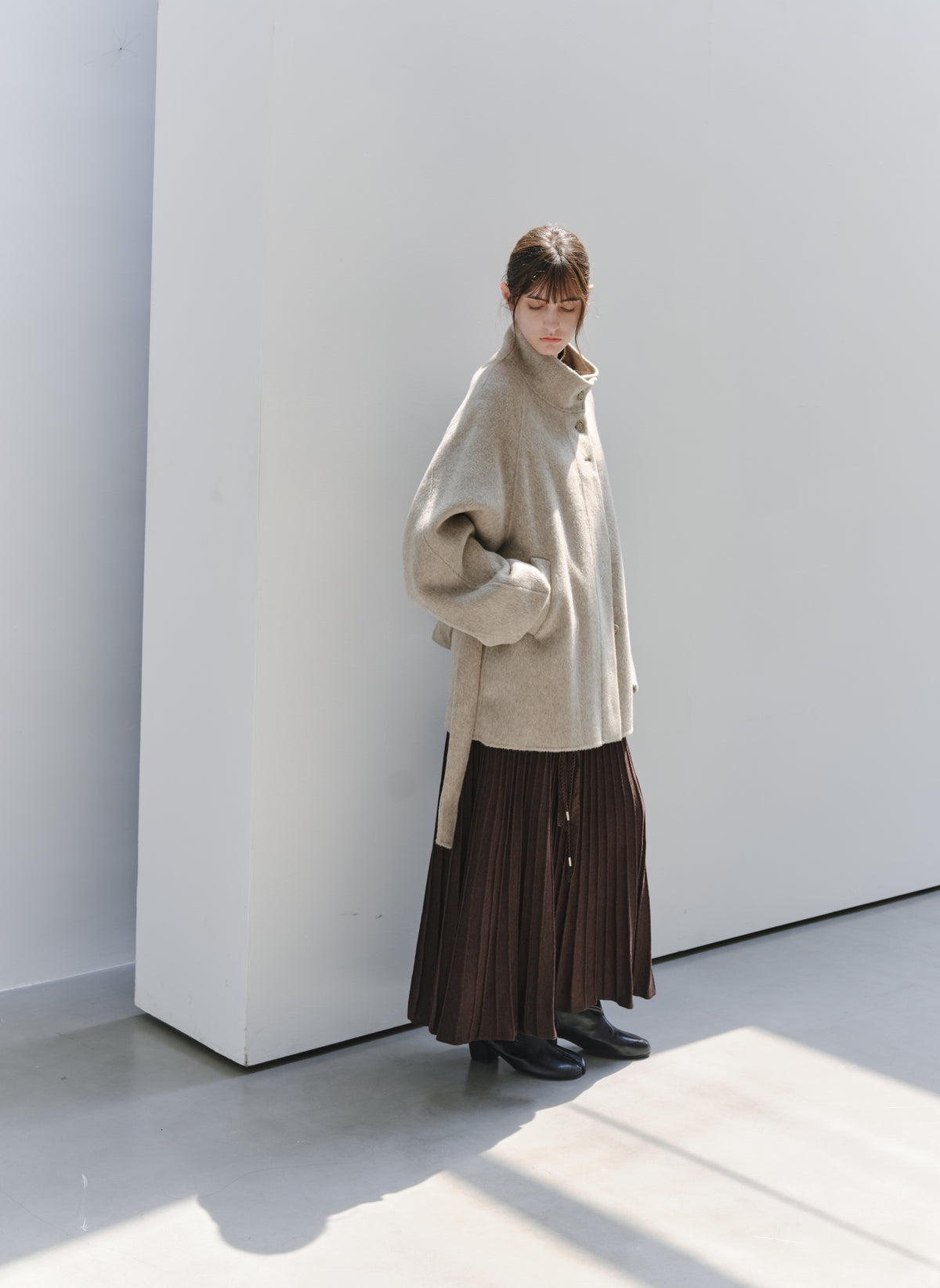 FEATHER WOOL100% MIDI COAT