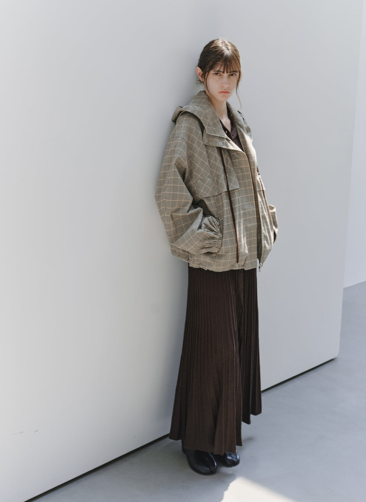 DRAPE PLEATED KNIT SKIRT