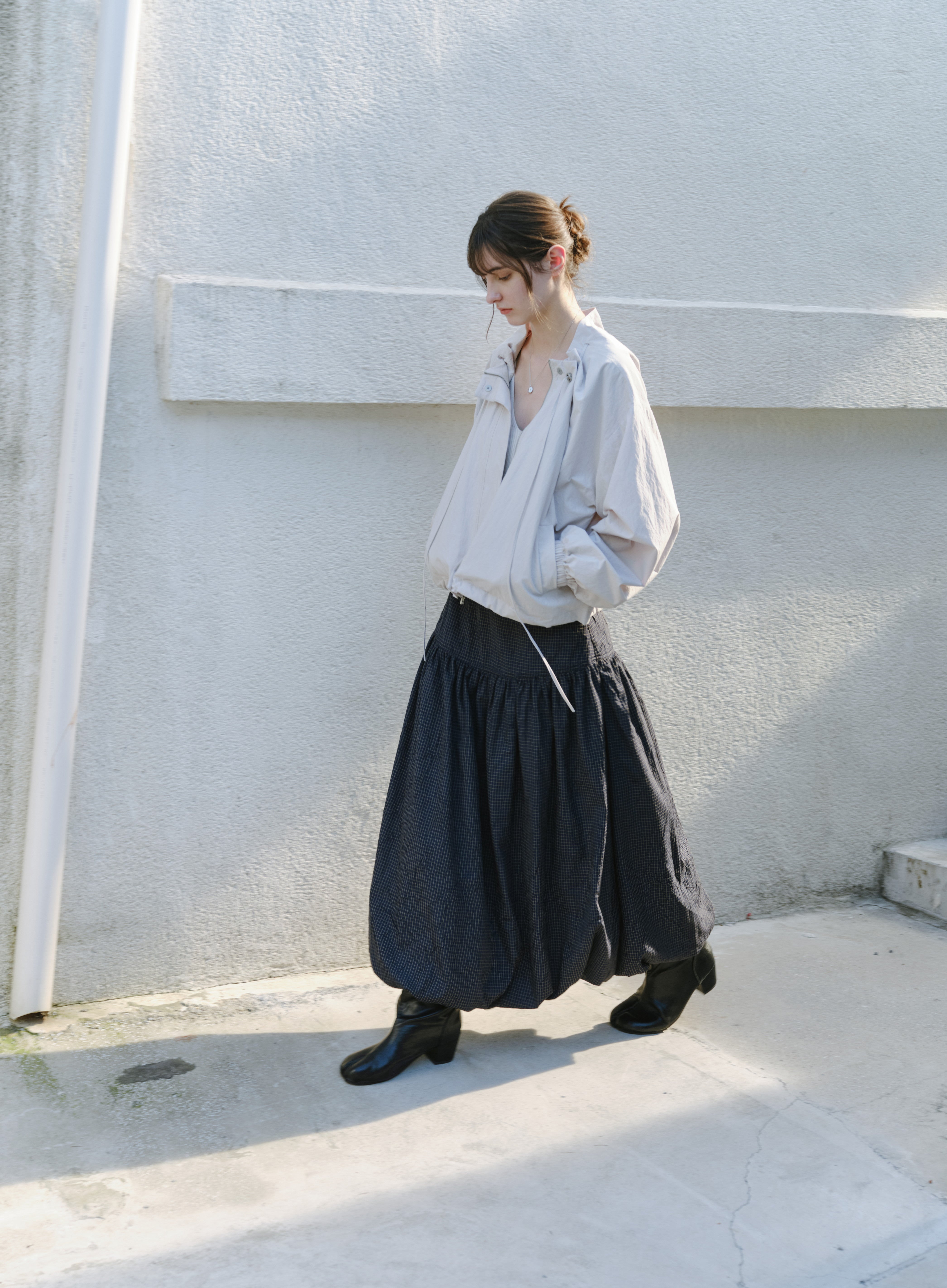 GRID CHECK BALLOON SKIRT