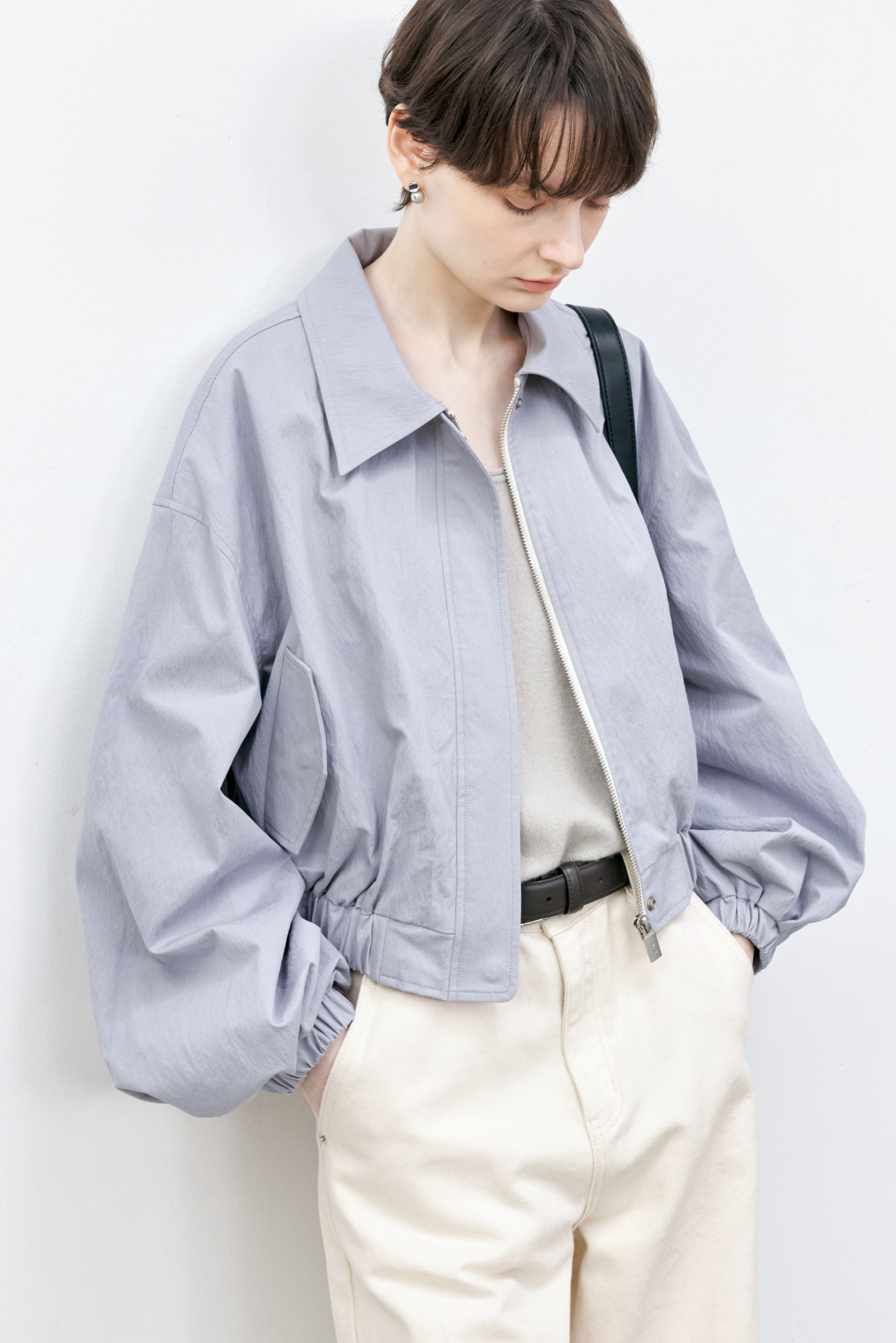 ZIP BALLOON SHORT BLOUSON / ジップバルーンショートブルゾン - S / Gray Blue