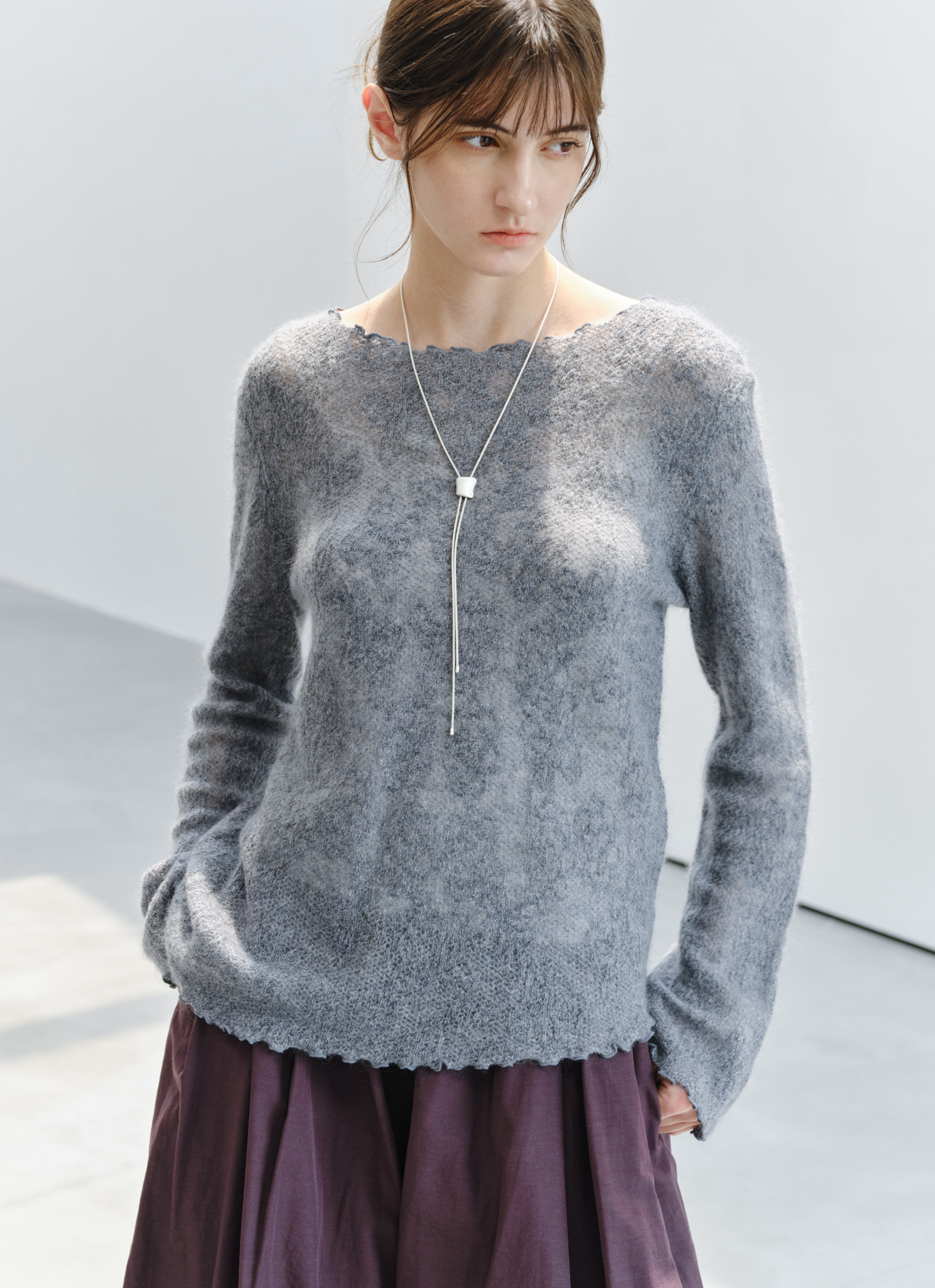 SHEER JACQUARD WOOL SWEATER