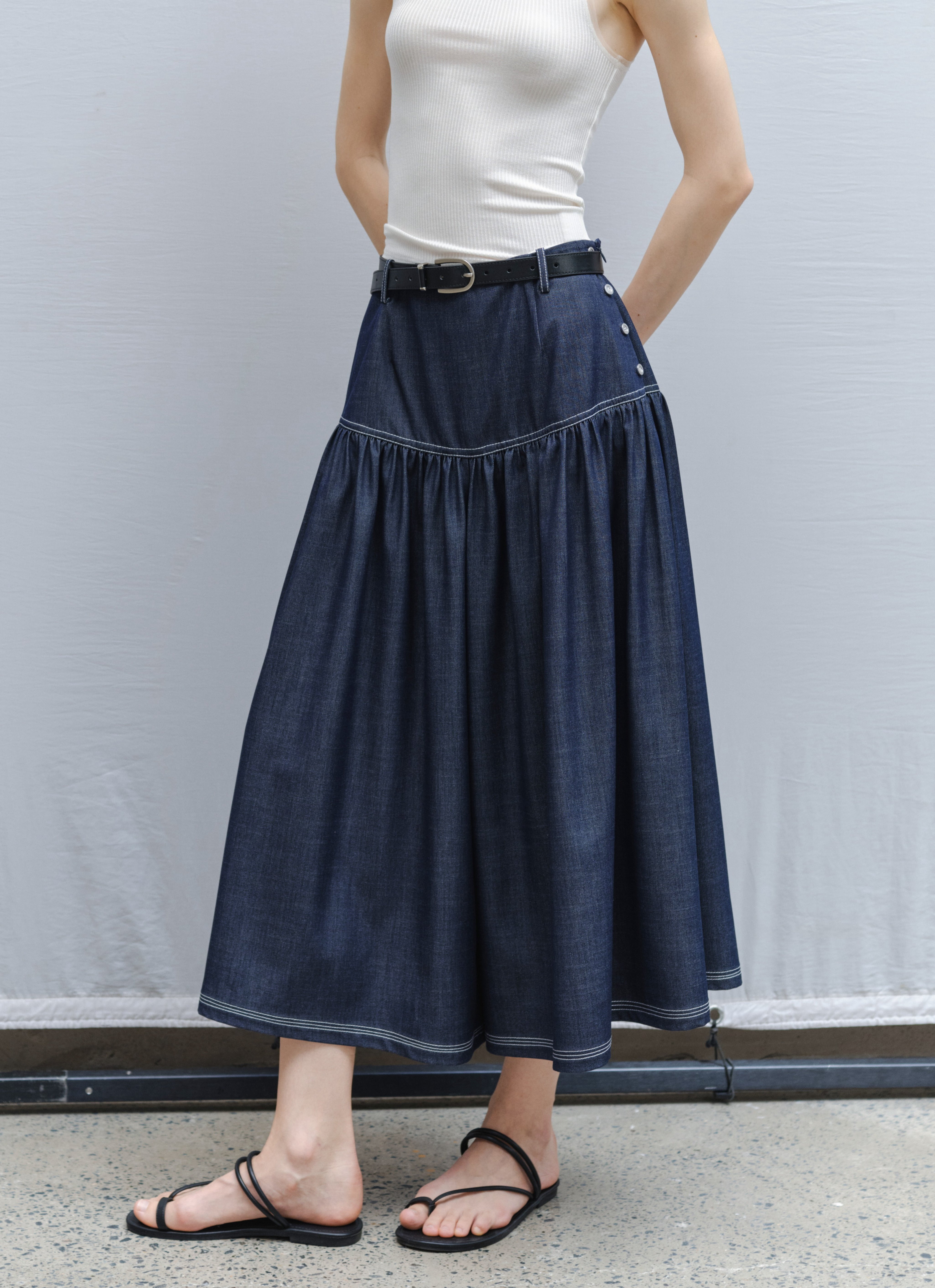 AIRY STITCH DENIM CULOTTES / エアリーステッチデニムキュロット