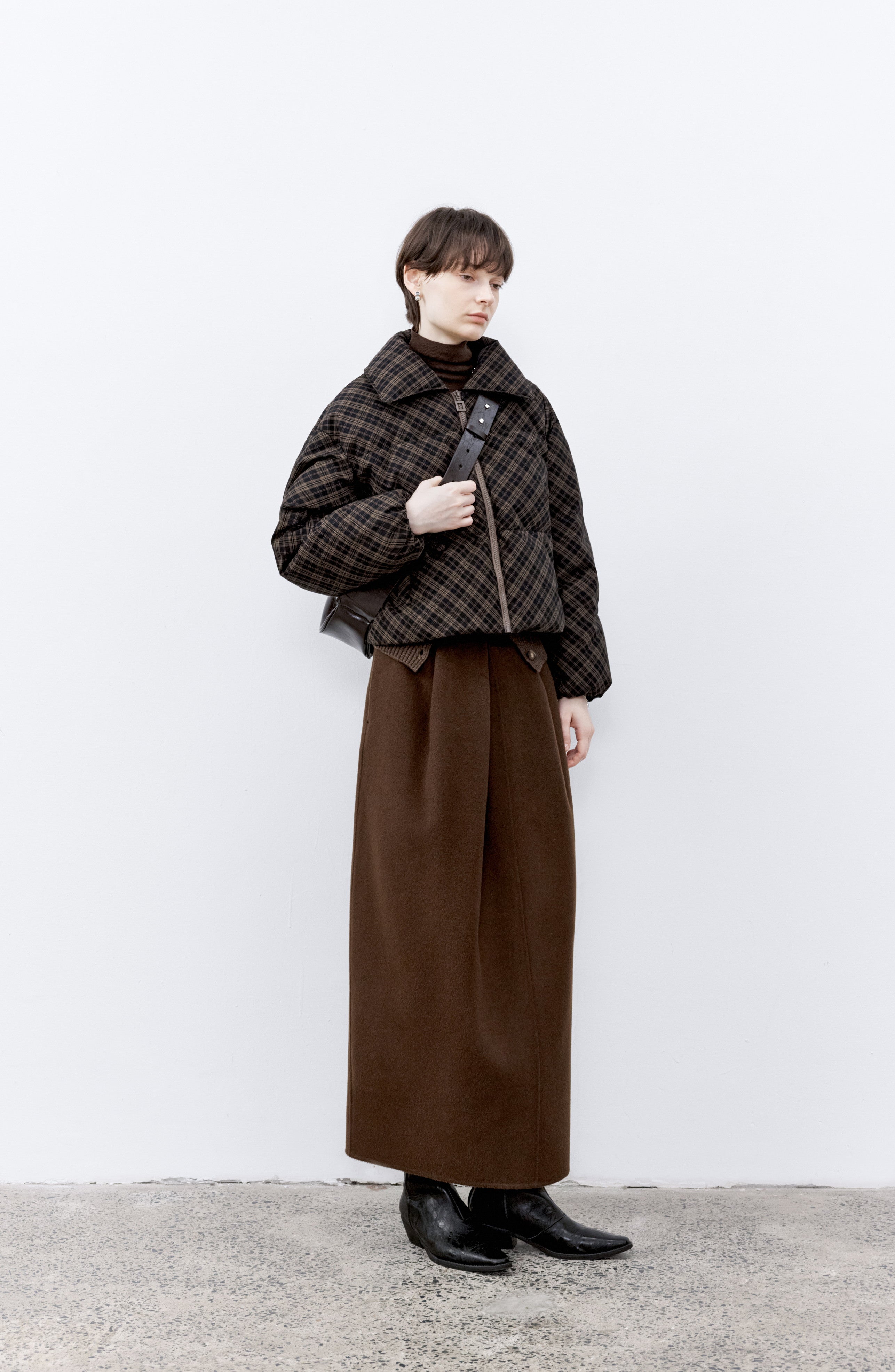 PUFF PLEATED WOOL SKIRT / パフプリーツウールスカート