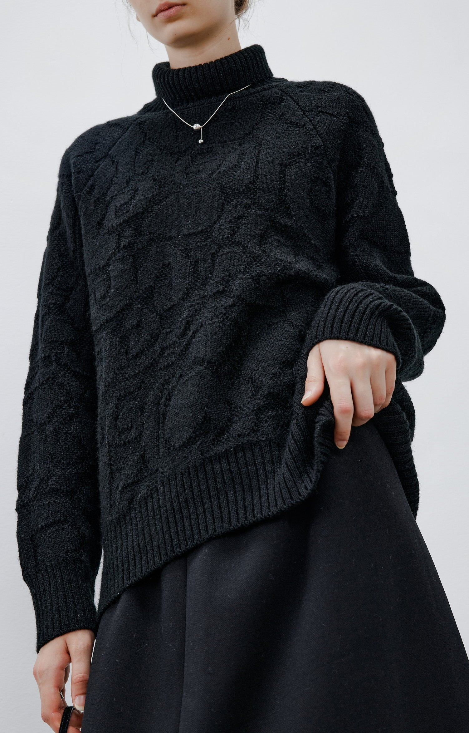 HIGH NECK SWIRL JACQUARD KNIT / ハイネックスワールジャガードニット