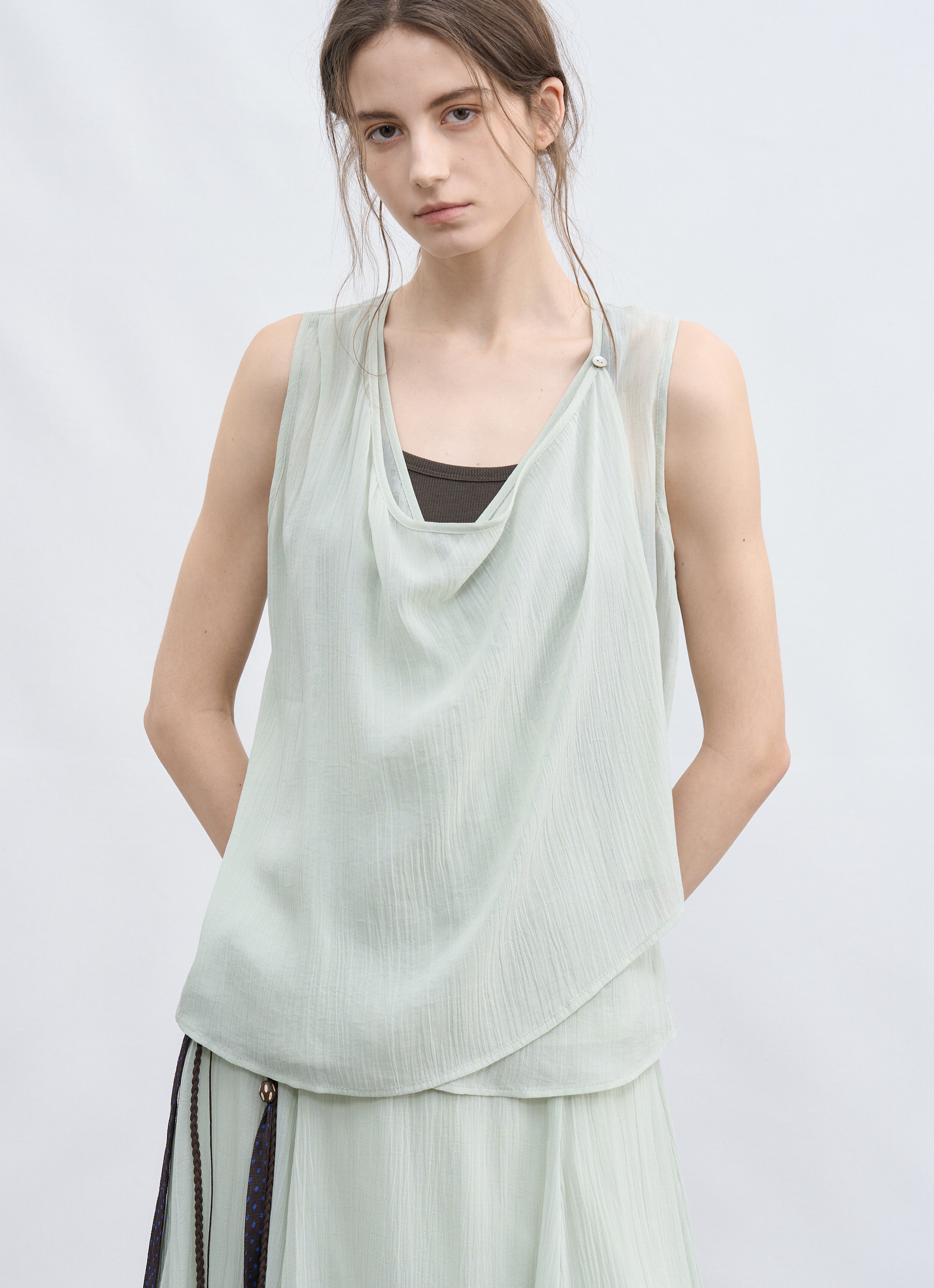 LAYER FRILL CHIFFON BLOUSE