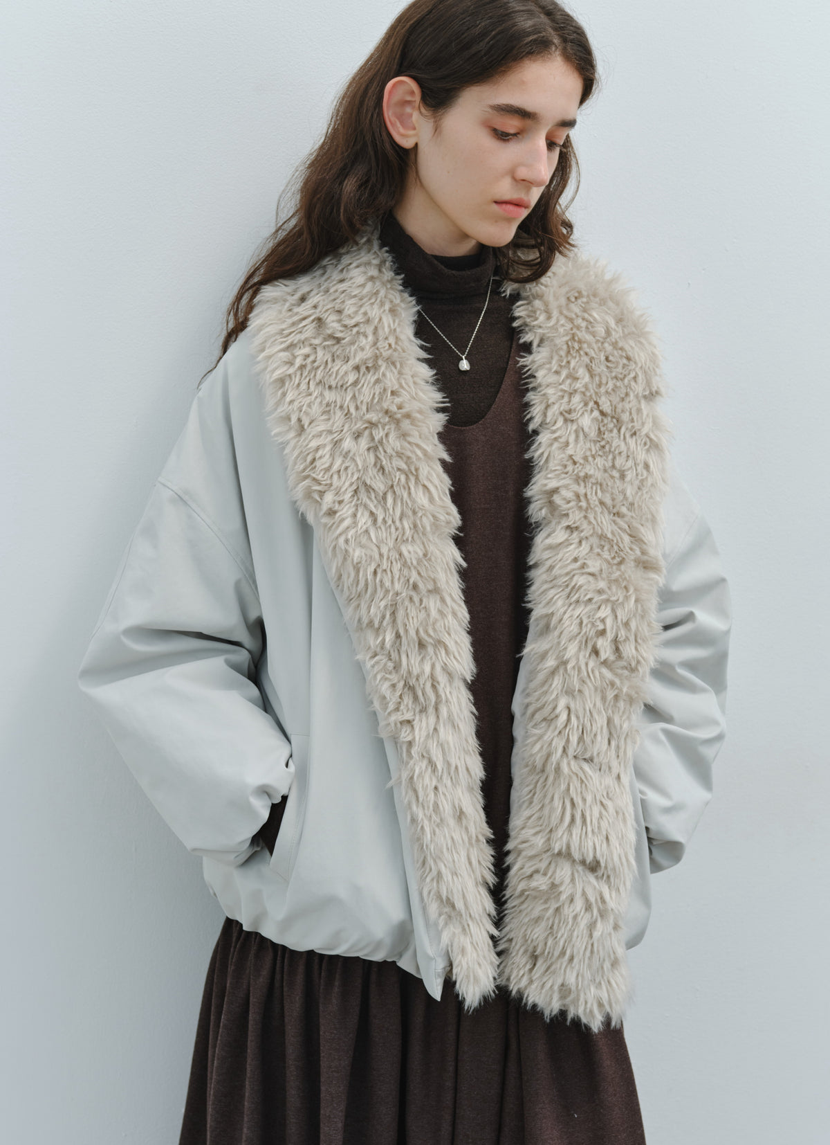 FUR LAPEL VOLUME BLOUSON