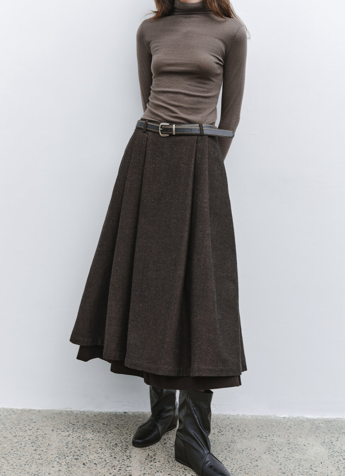 LAYERED FLARE WARM SKIRT