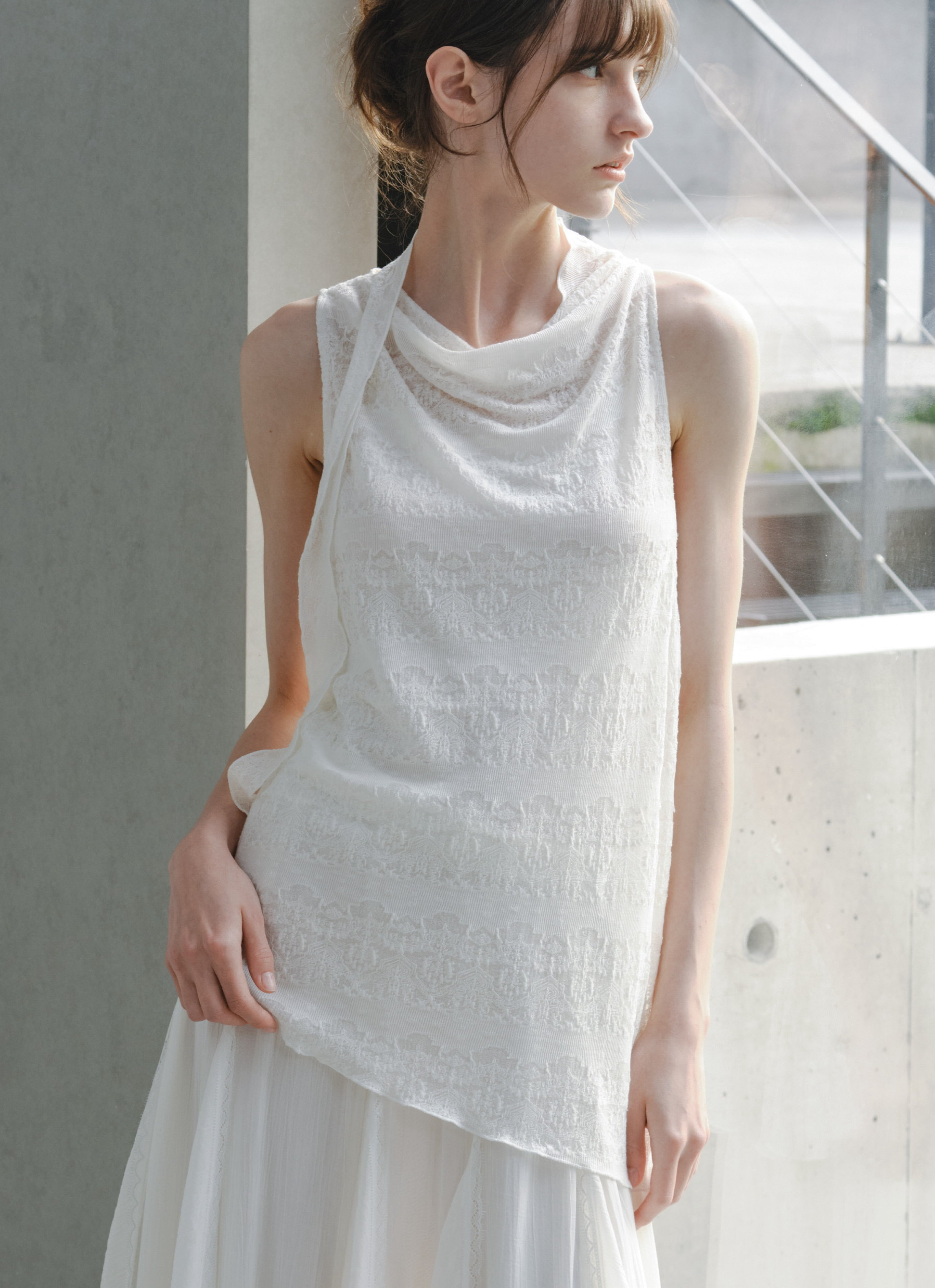 SHEER JACQUARD SOFT BLOUSE