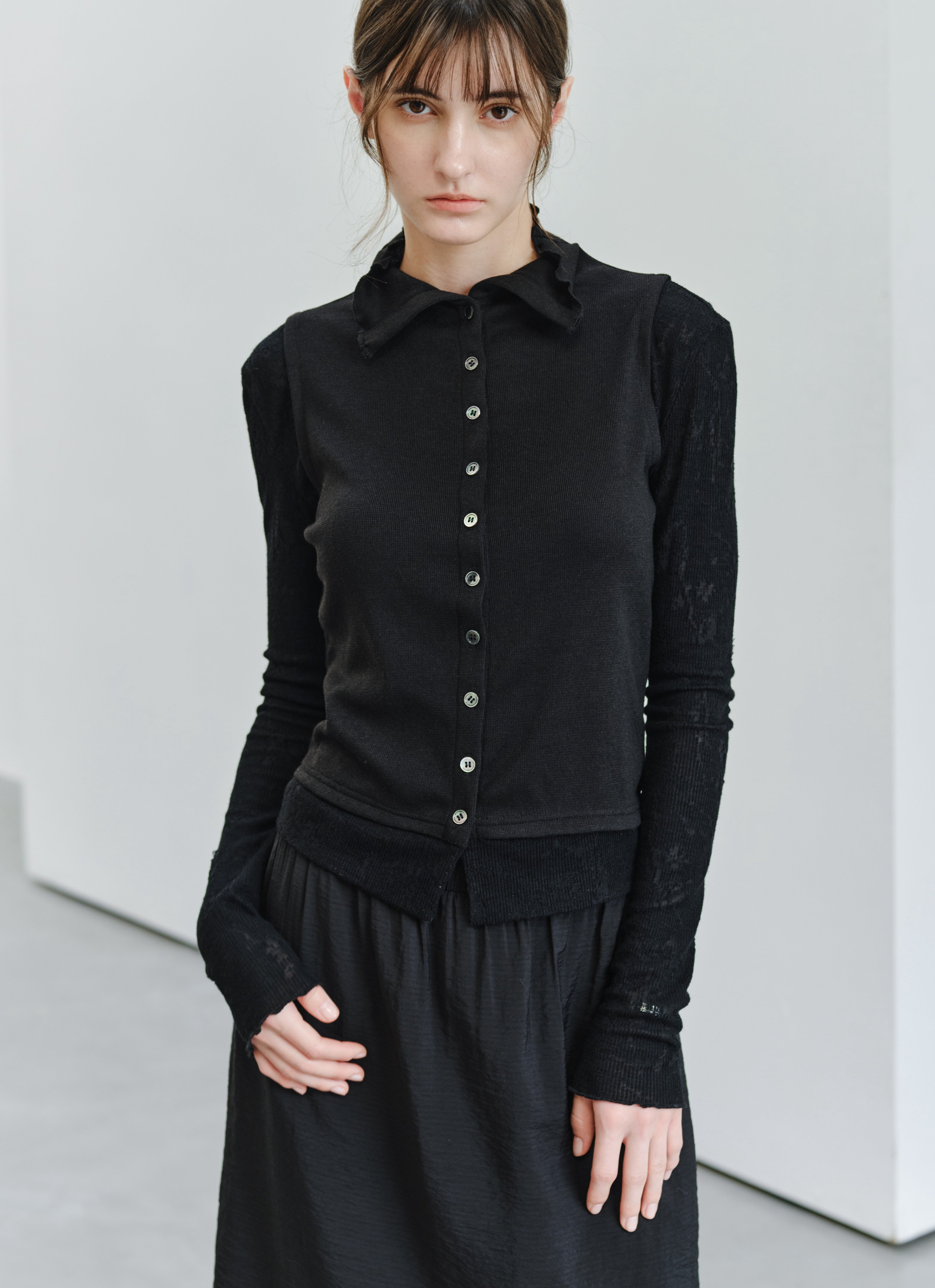 JACQUARD SLEEVE FIT TOP