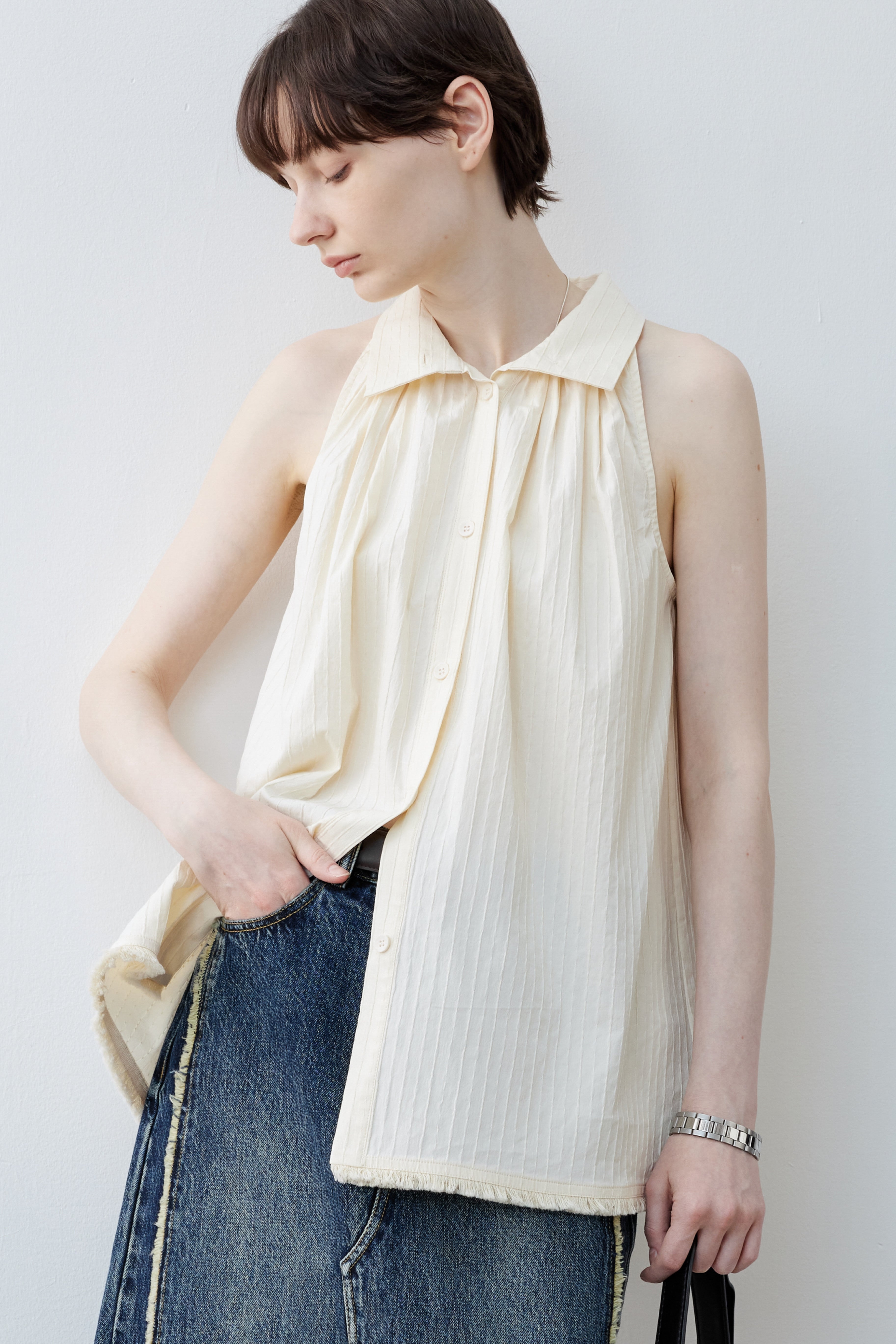 AMERICAN SLEEVE WAFFLE BLOUSE / アメリカンスリーブワッフルブラウス