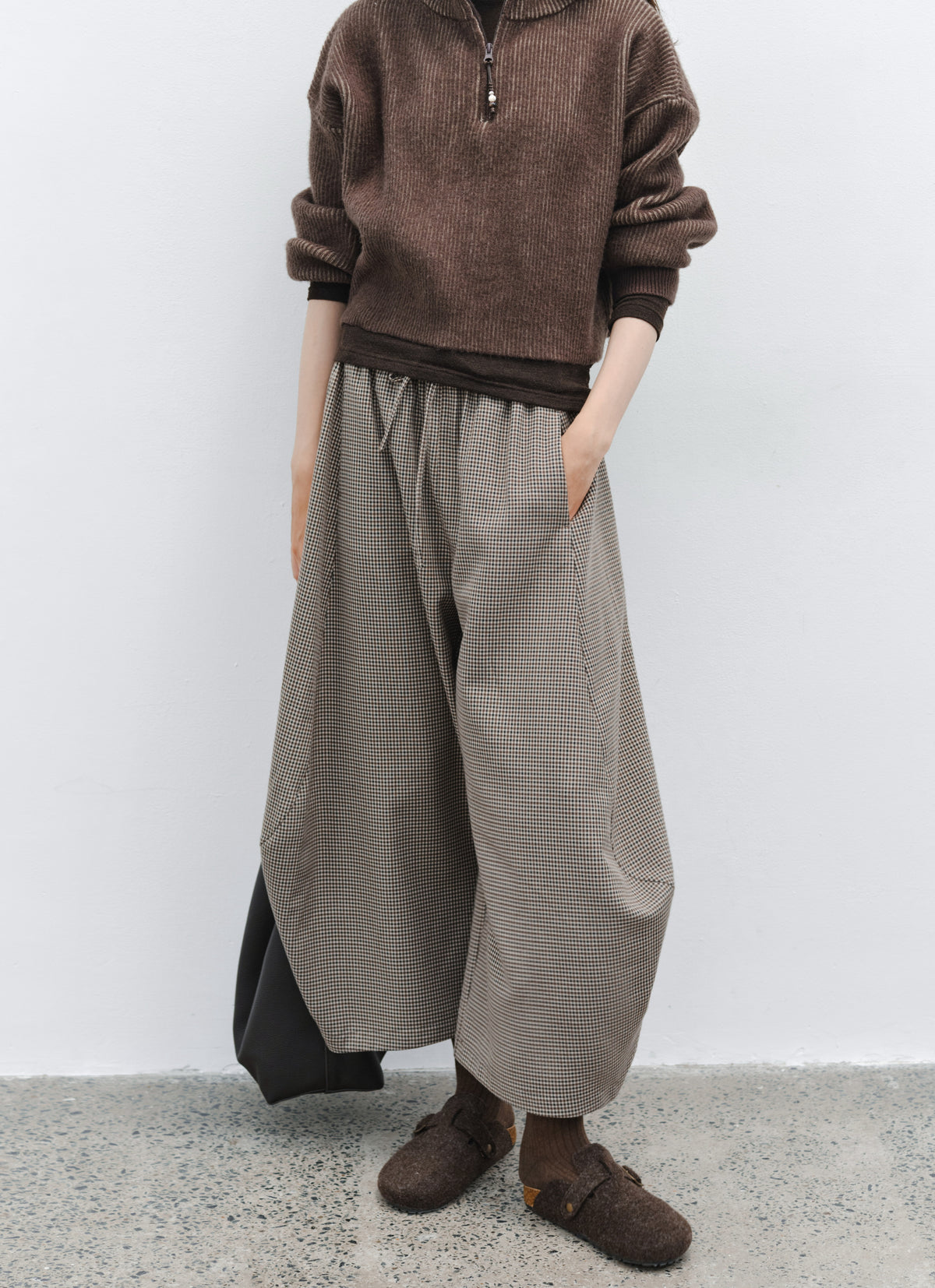 CHECK COCOON WIDE PANTS