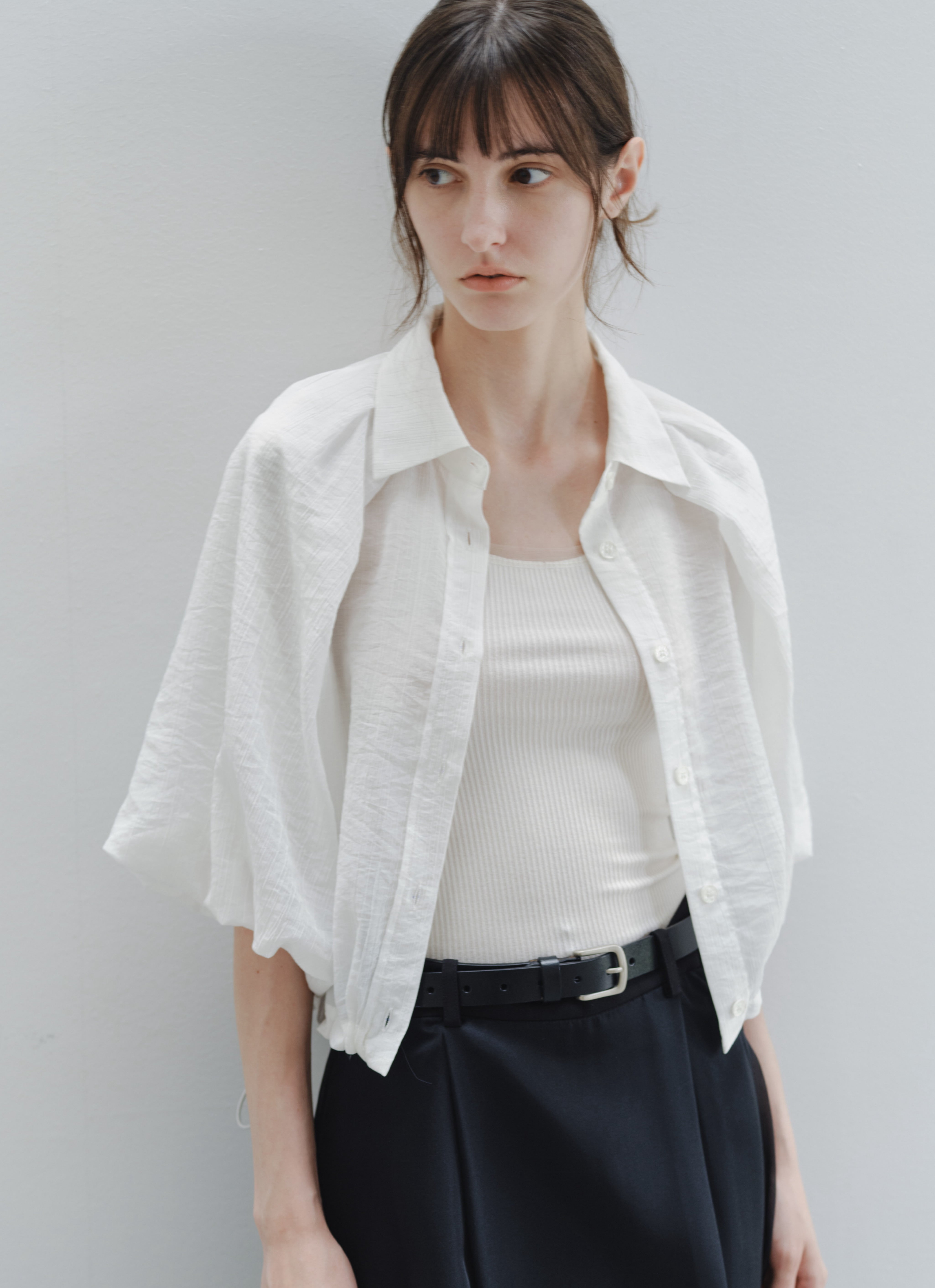 BALLOON SLEEVE DRAPE SHIRT / バルーンスリーブドレープシャツ