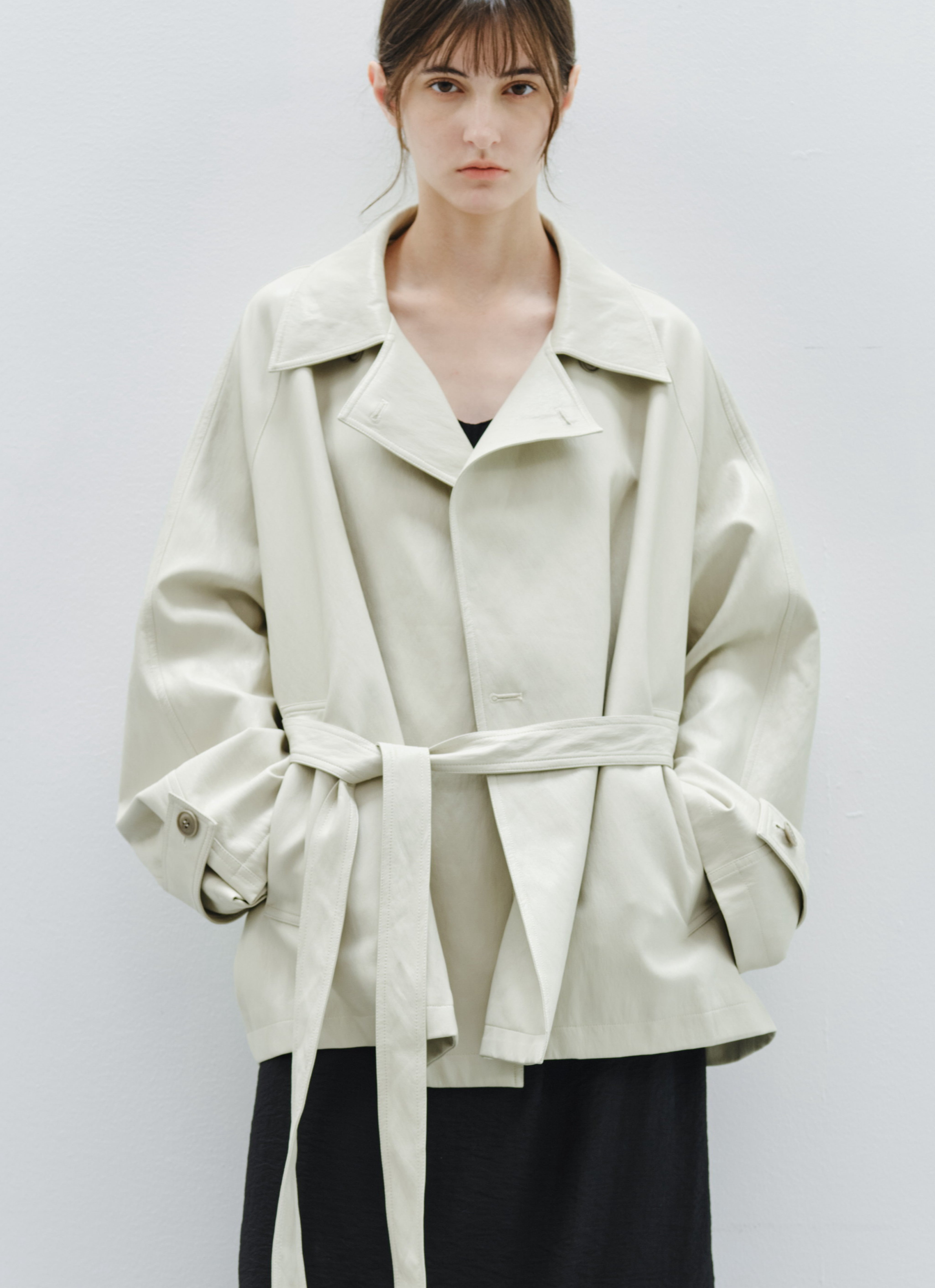 LEATHER TEXTURE MIDI TRENCH