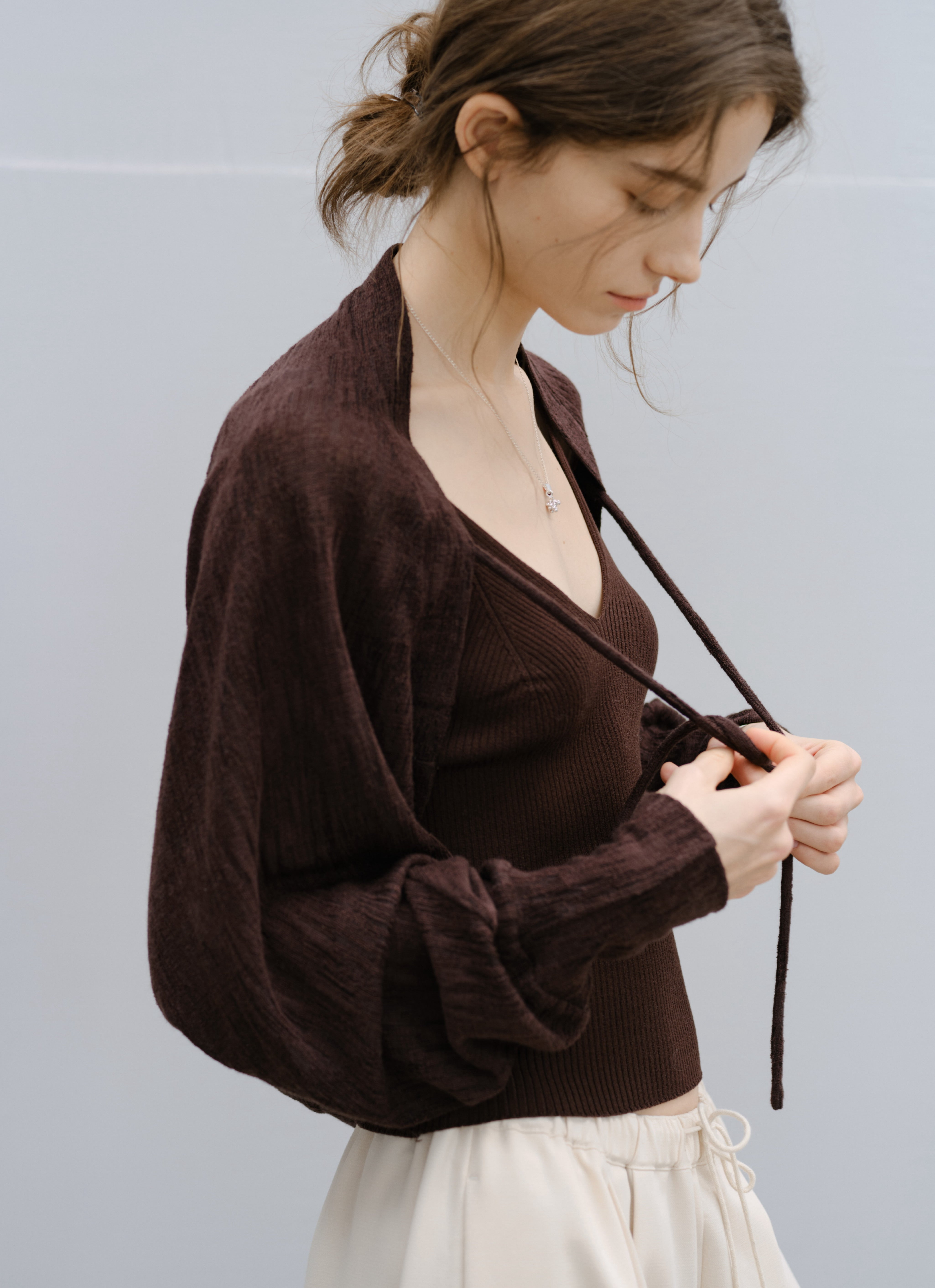 DRAPE SHORT BOLERO CARDIGAN / ドレープショートボレロカーディガン
