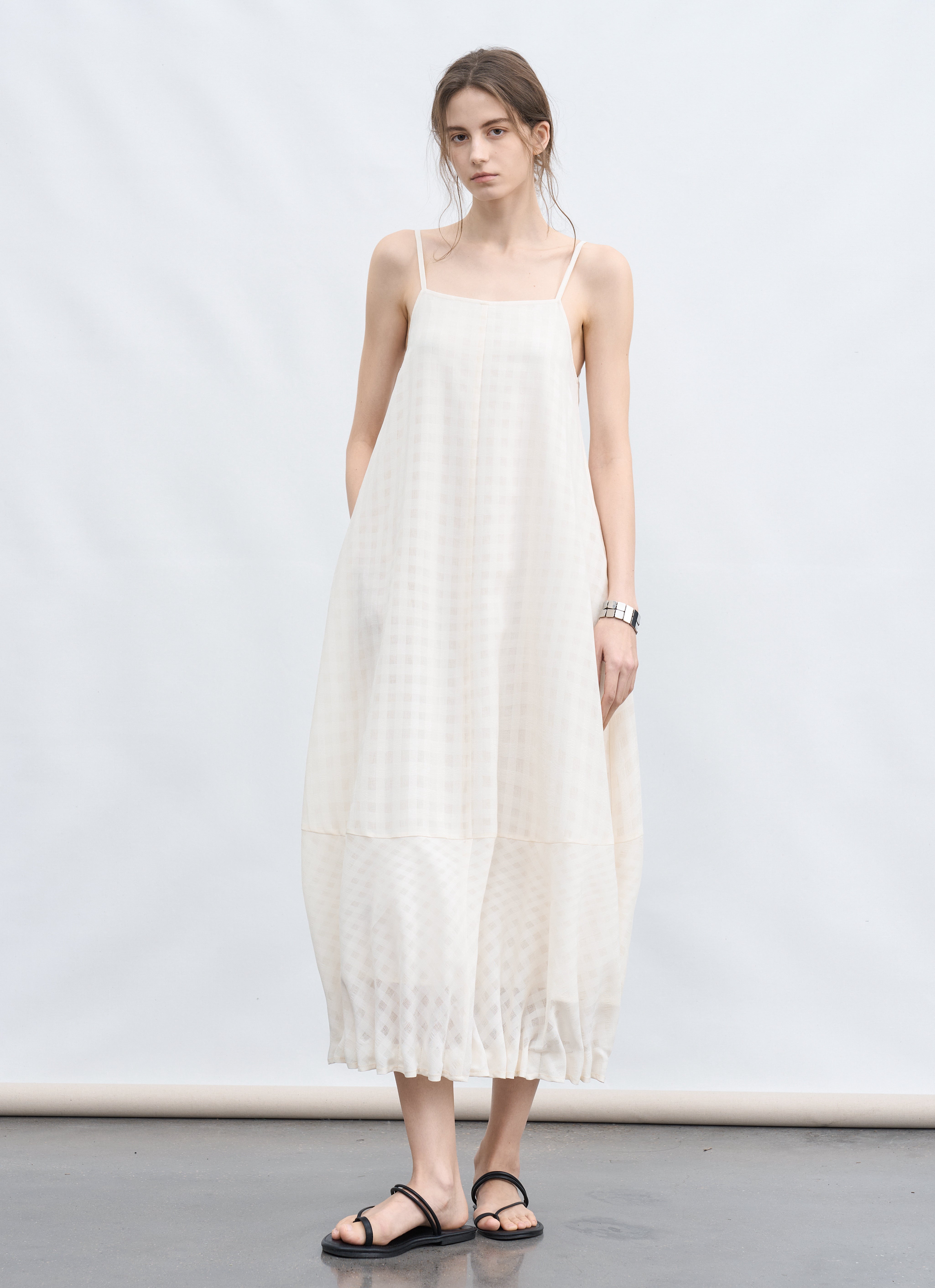 BALLOON GATHER CHECK DRESS / バルーンギャザーチェックドレス