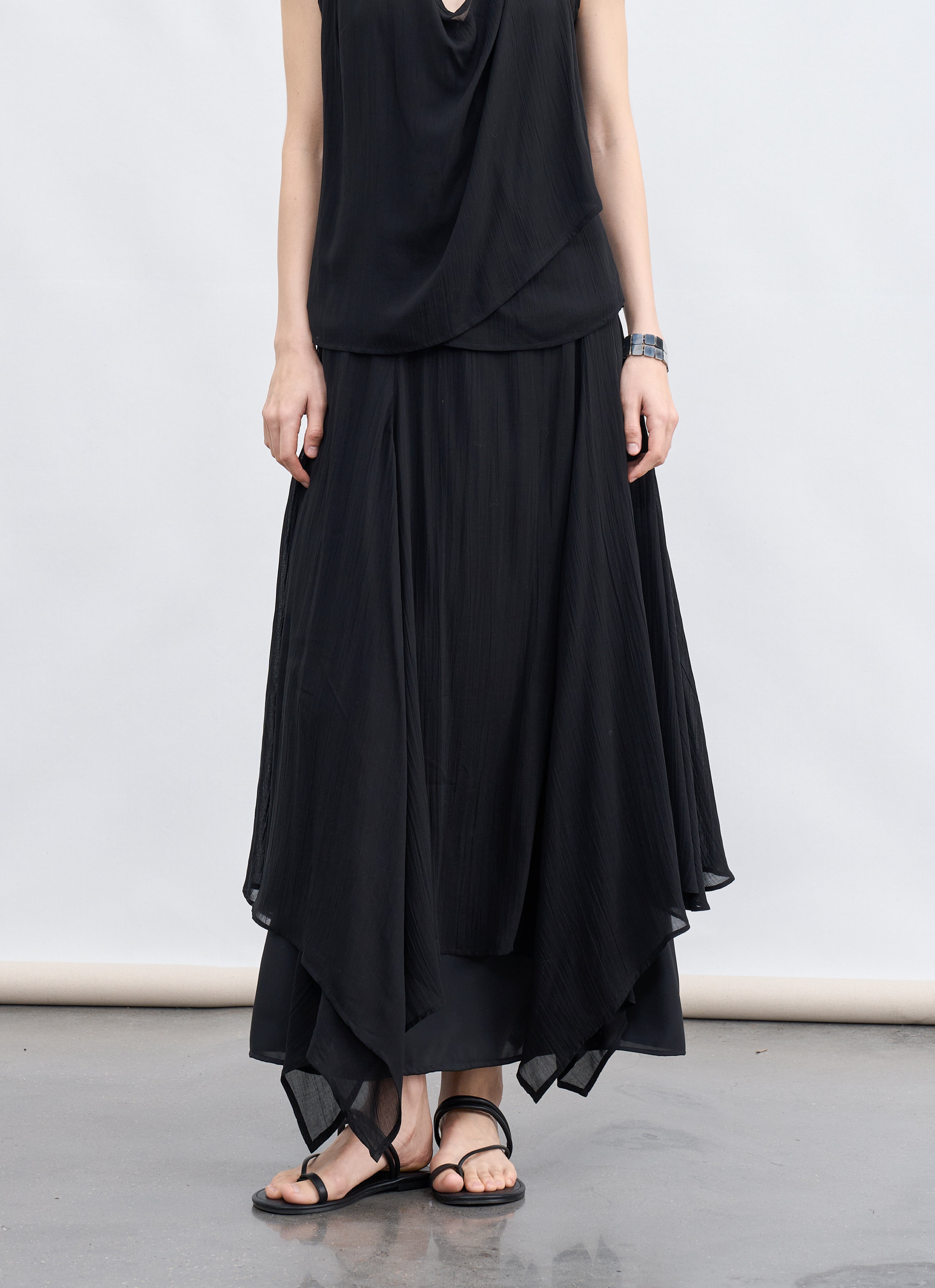 MIX FRILL CHIFFON SKIRT