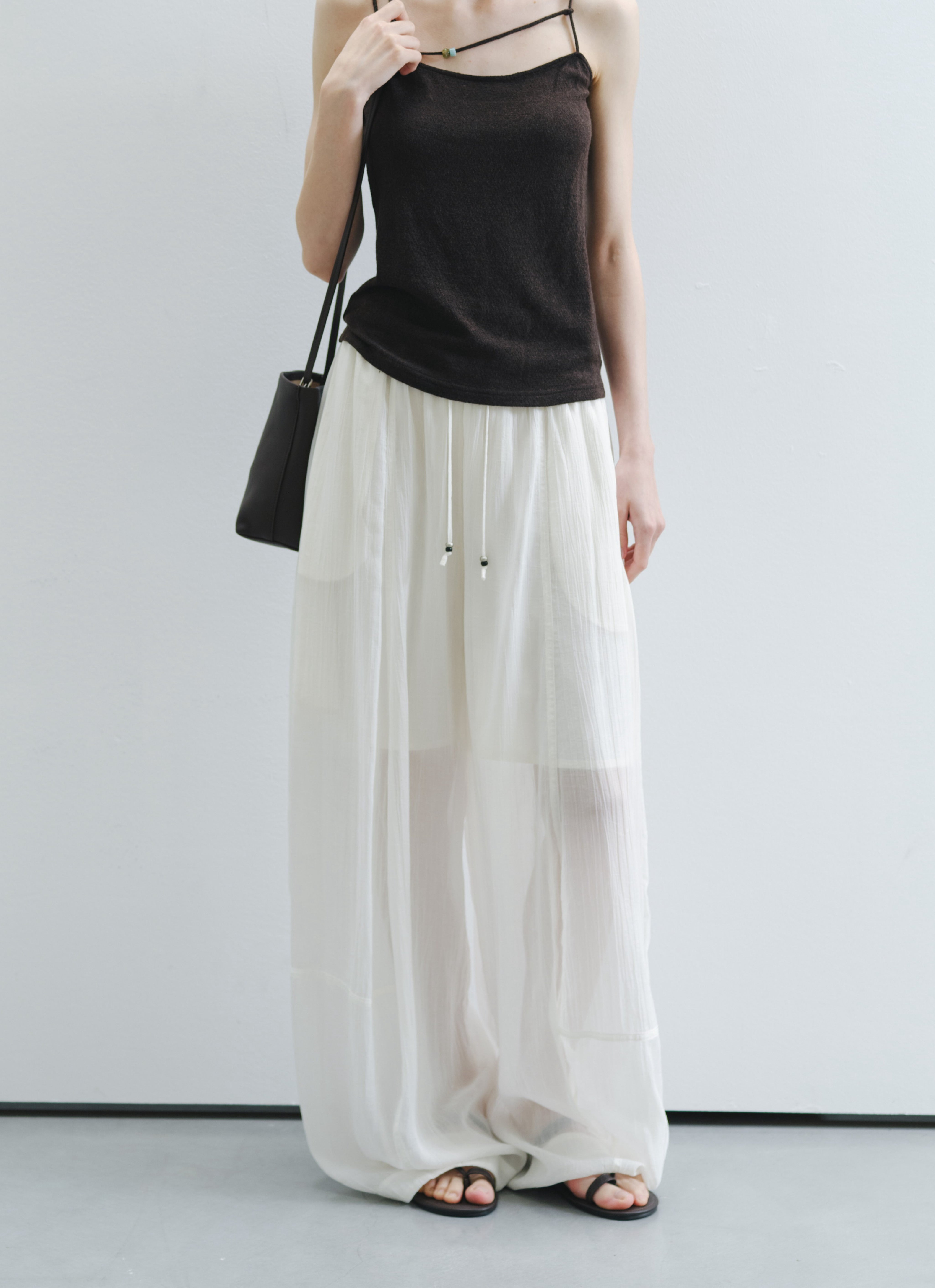 LAYERED SHEER DRAPE PANTS / レイヤードシアードレープパンツ