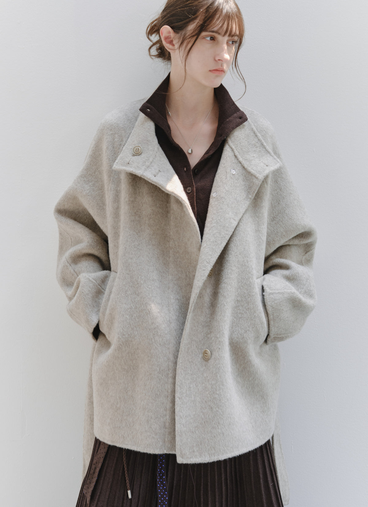 FEATHER WOOL100% MIDI COAT